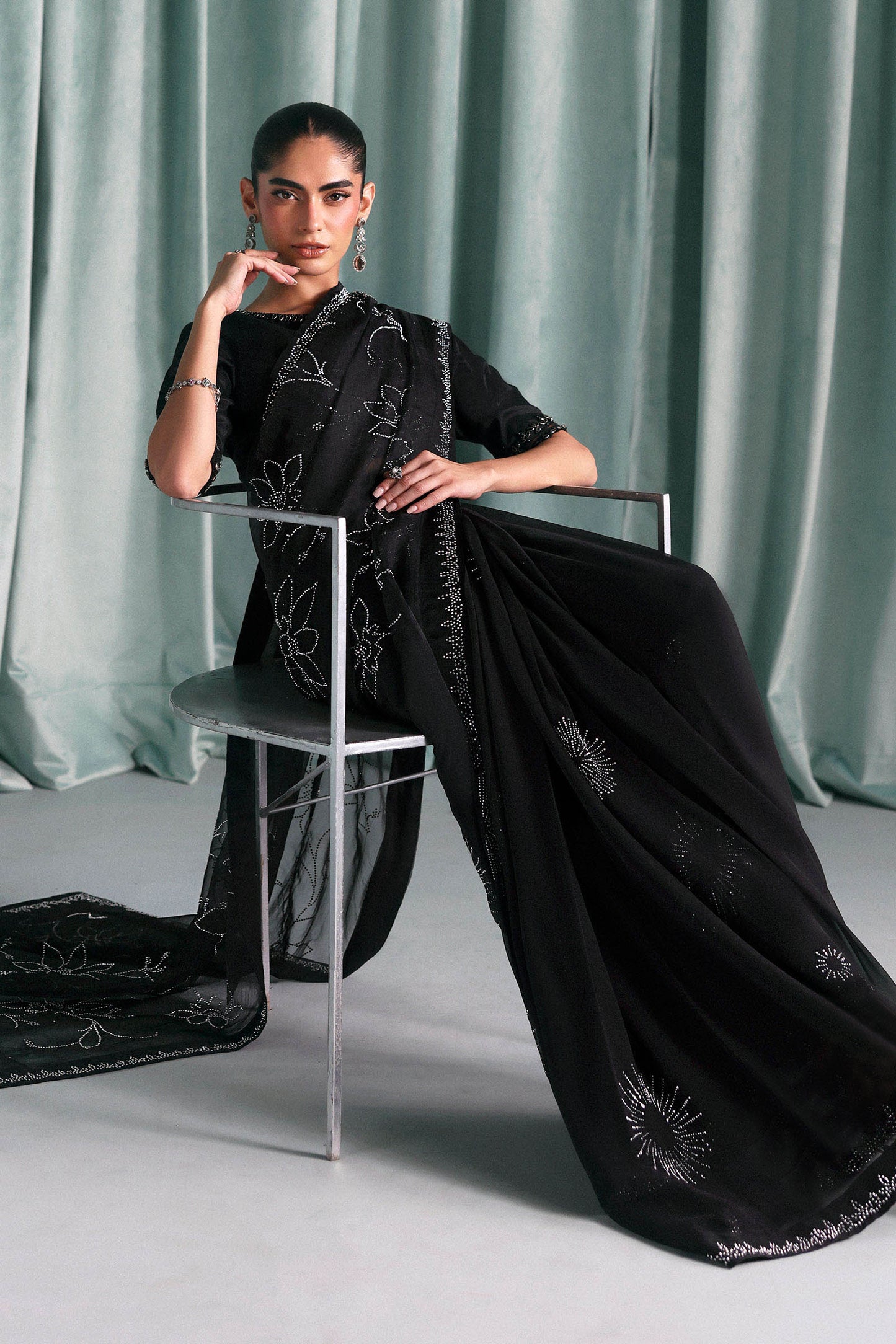SF-PF26-02 | Embellished Chiffon Saree | MARIA.B