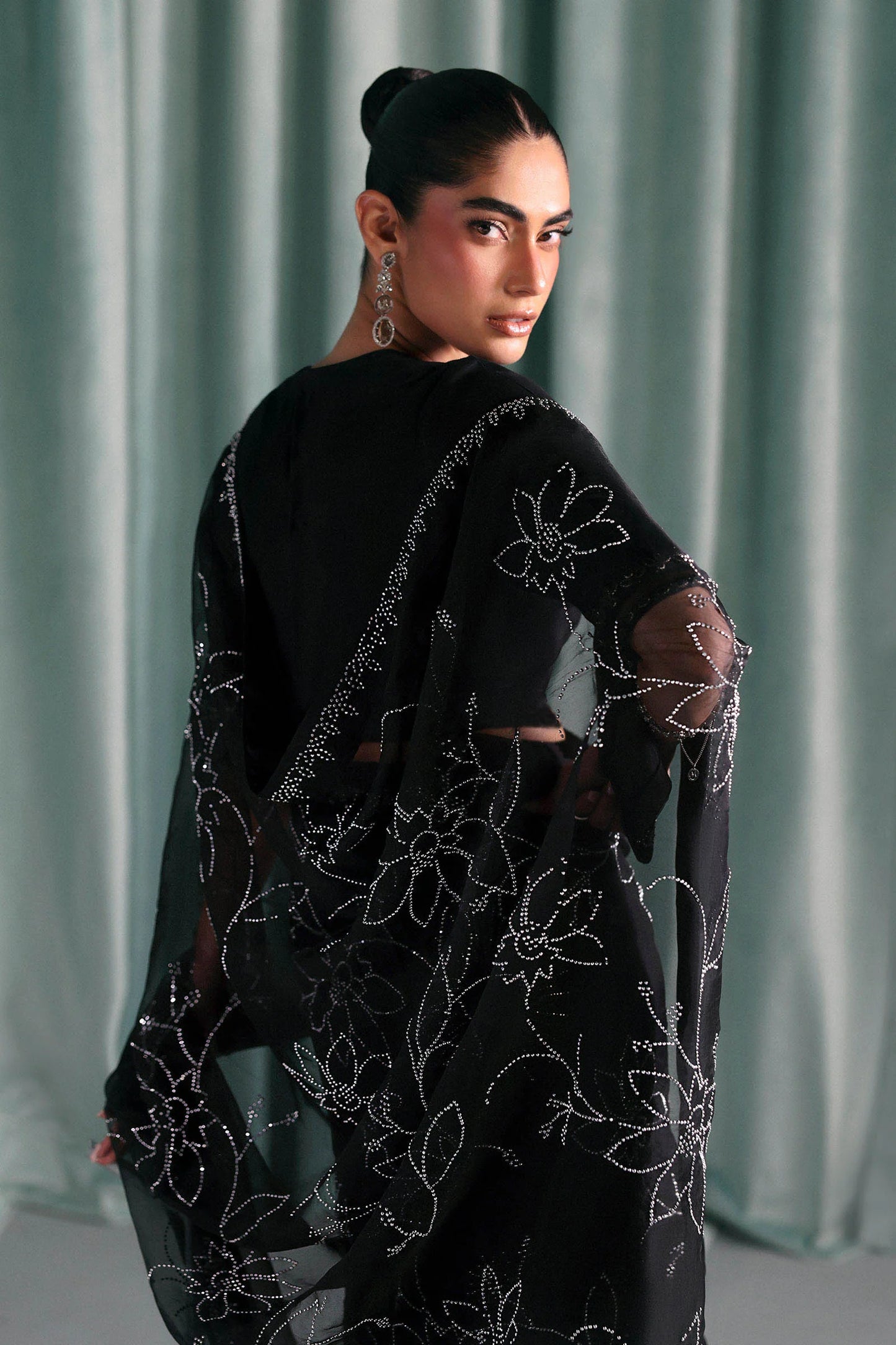 SF-PF26-02 | Embellished Chiffon Saree | MARIA.B