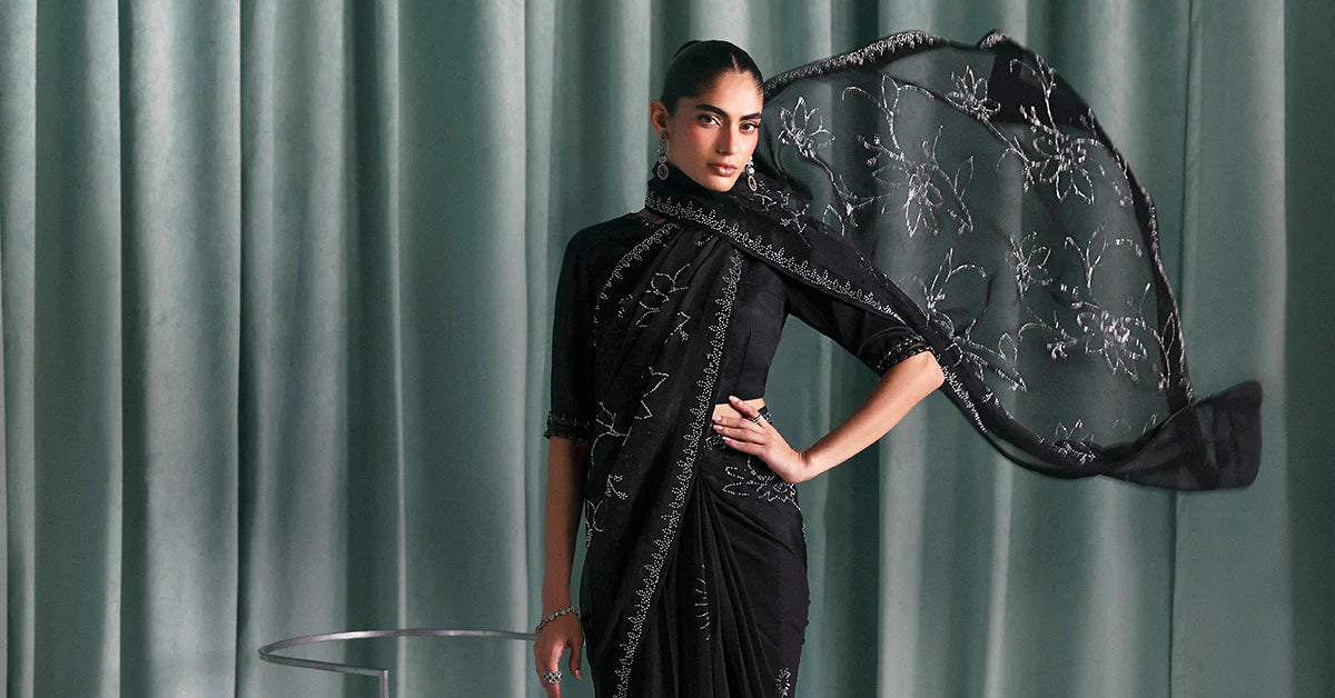 SF-PF26-02 | Embellished Chiffon Saree | MARIA.B