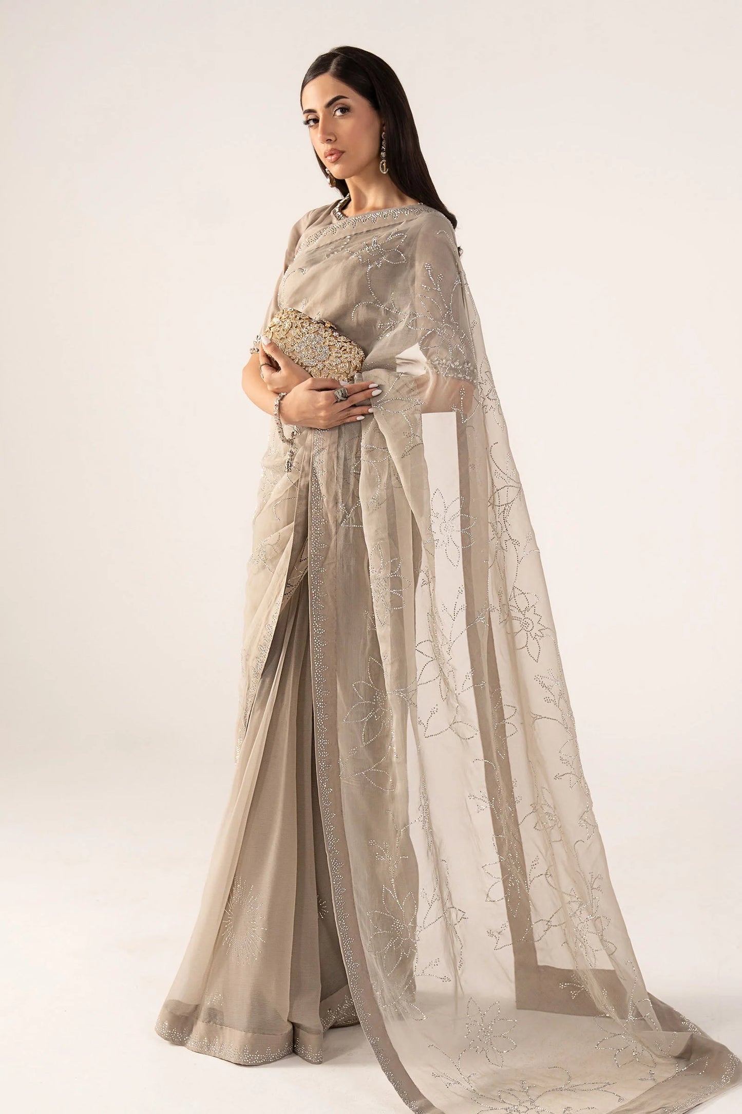 SF-PF26-02 | Embellished Chiffon Saree | MARIA.B