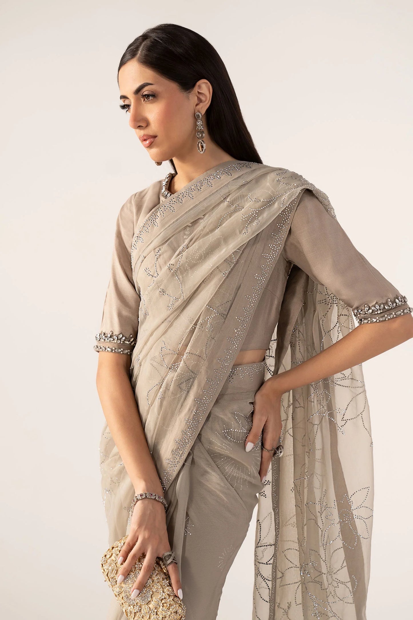 SF-PF26-02 | Embellished Chiffon Saree | MARIA.B