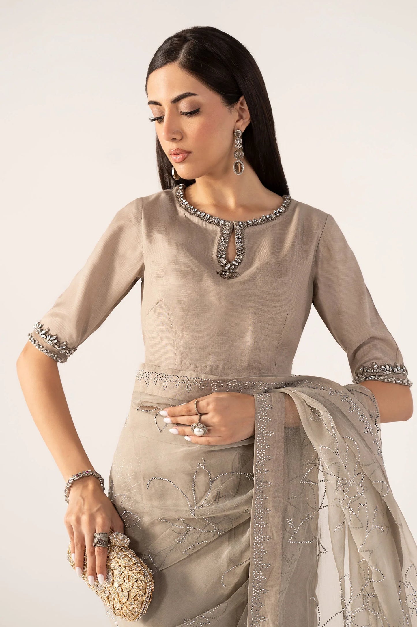 SF-PF26-02 | Embellished Chiffon Saree | MARIA.B