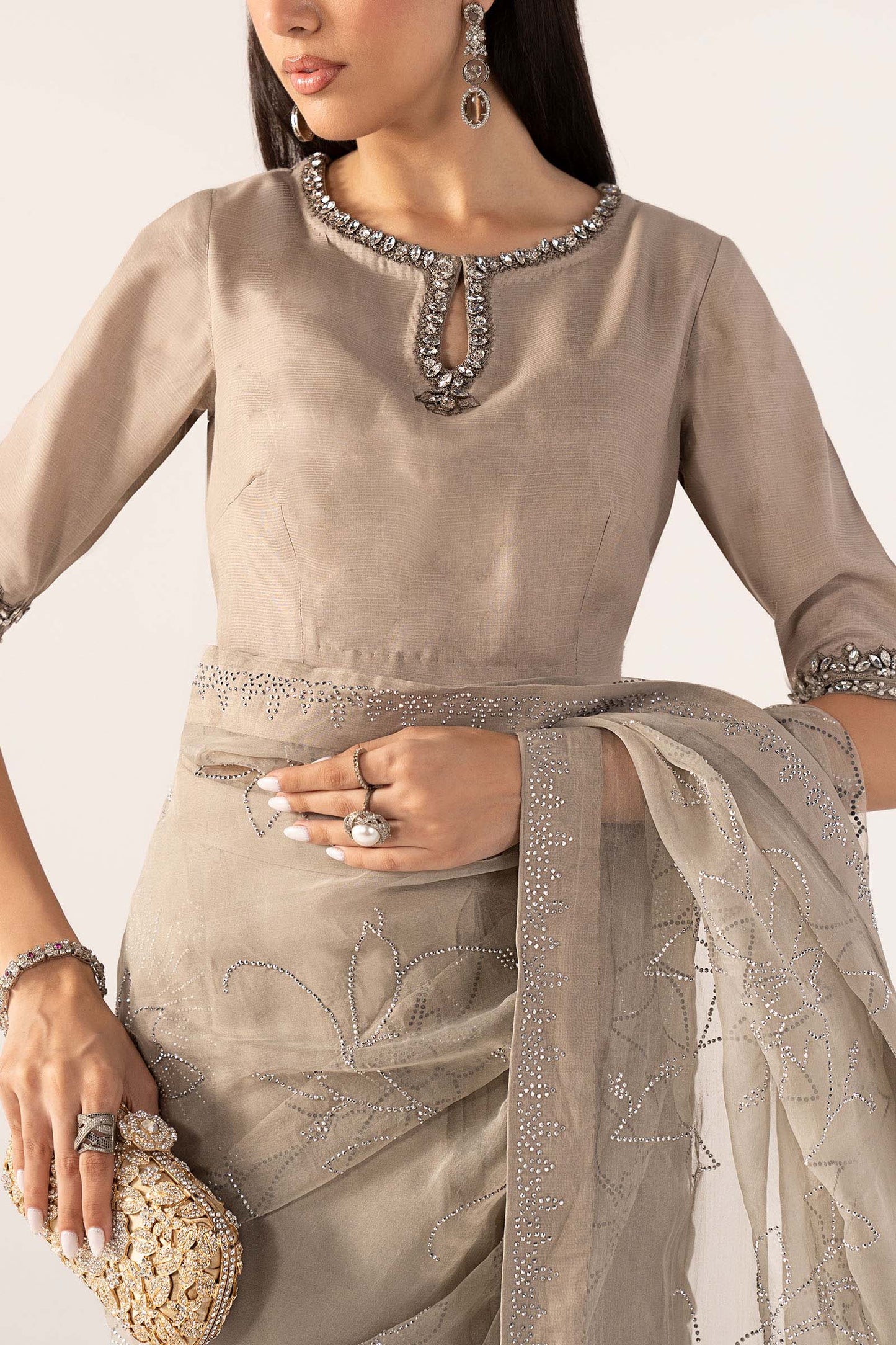 SF-PF26-02 | Embellished Chiffon Saree | MARIA.B