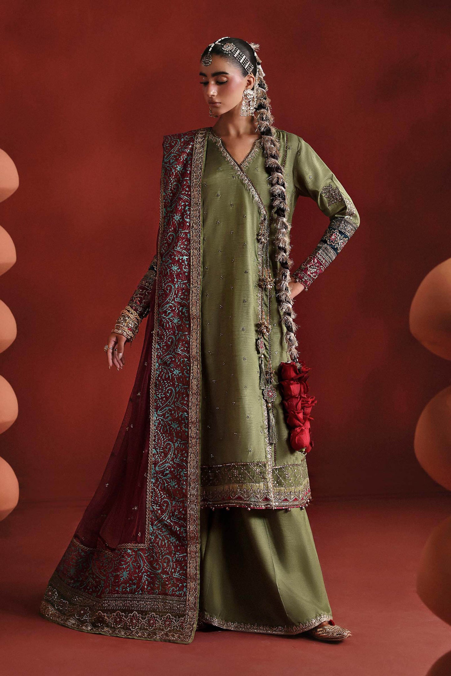 SF-PF26-03 | 3 Piece Embroidered Tissue Silk Suit | MARIA.B