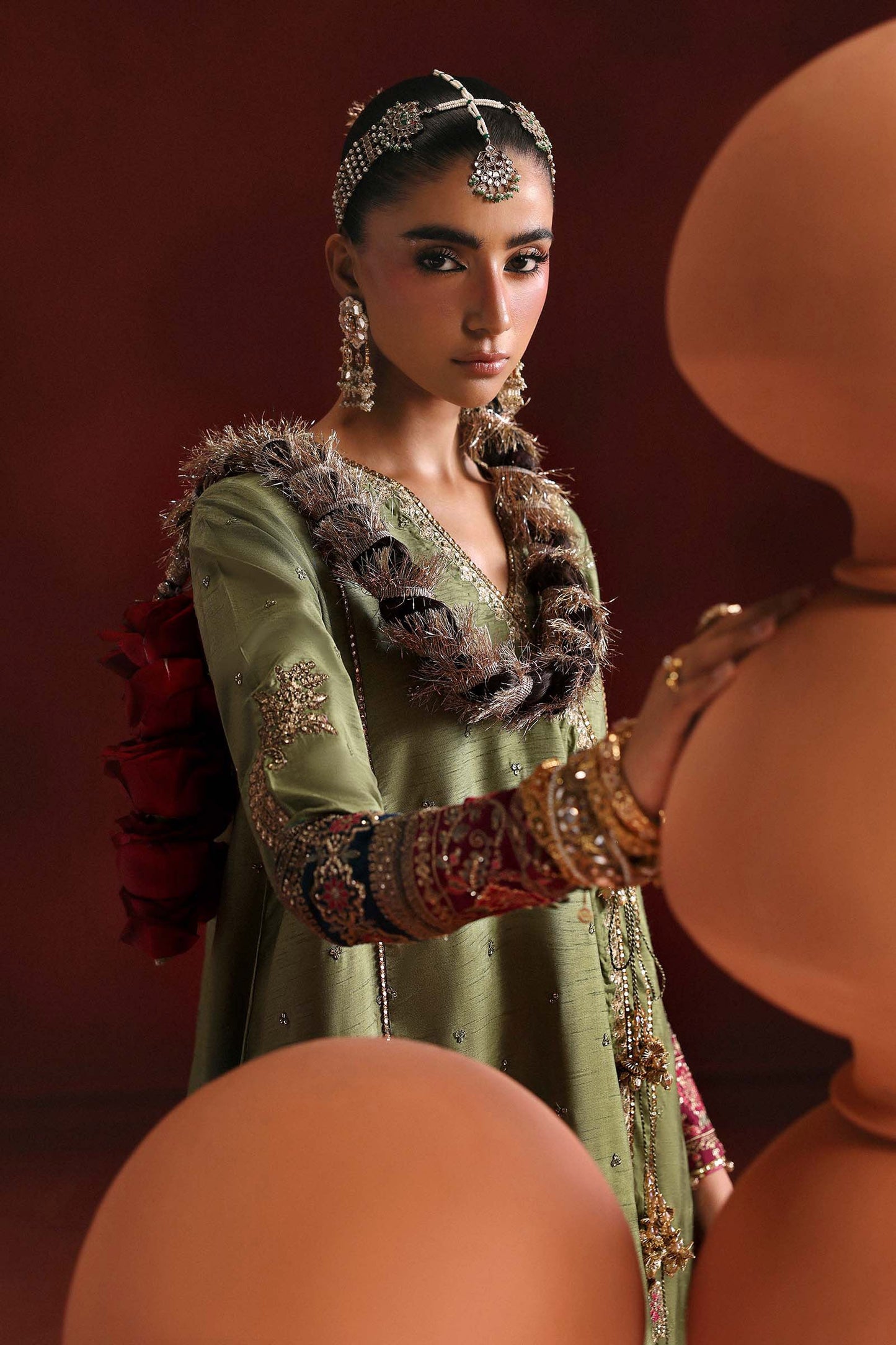 SF-PF26-03 | 3 Piece Embroidered Tissue Silk Suit | MARIA.B