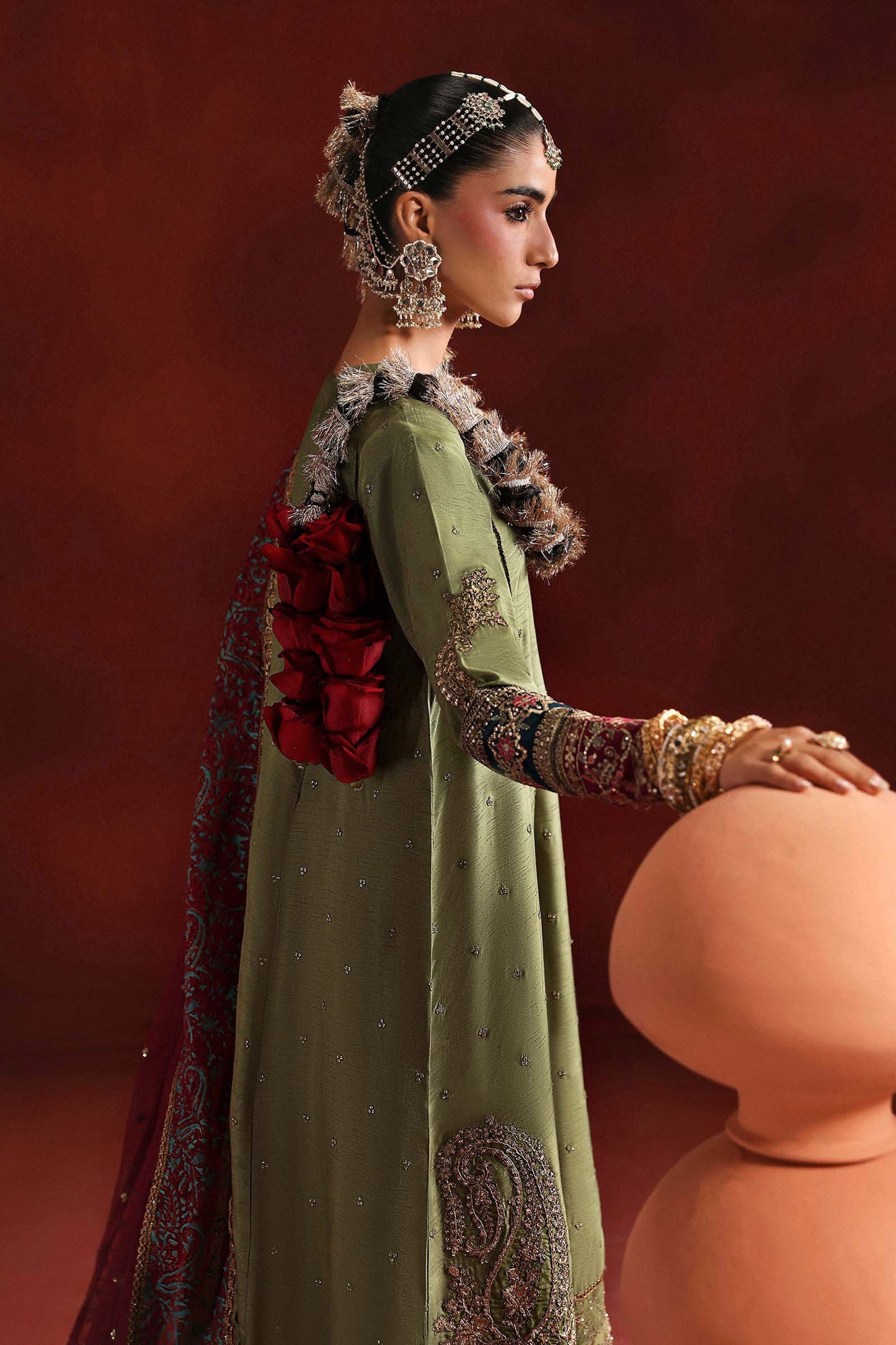 SF-PF26-03 | 3 Piece Embroidered Tissue Silk Suit | MARIA.B
