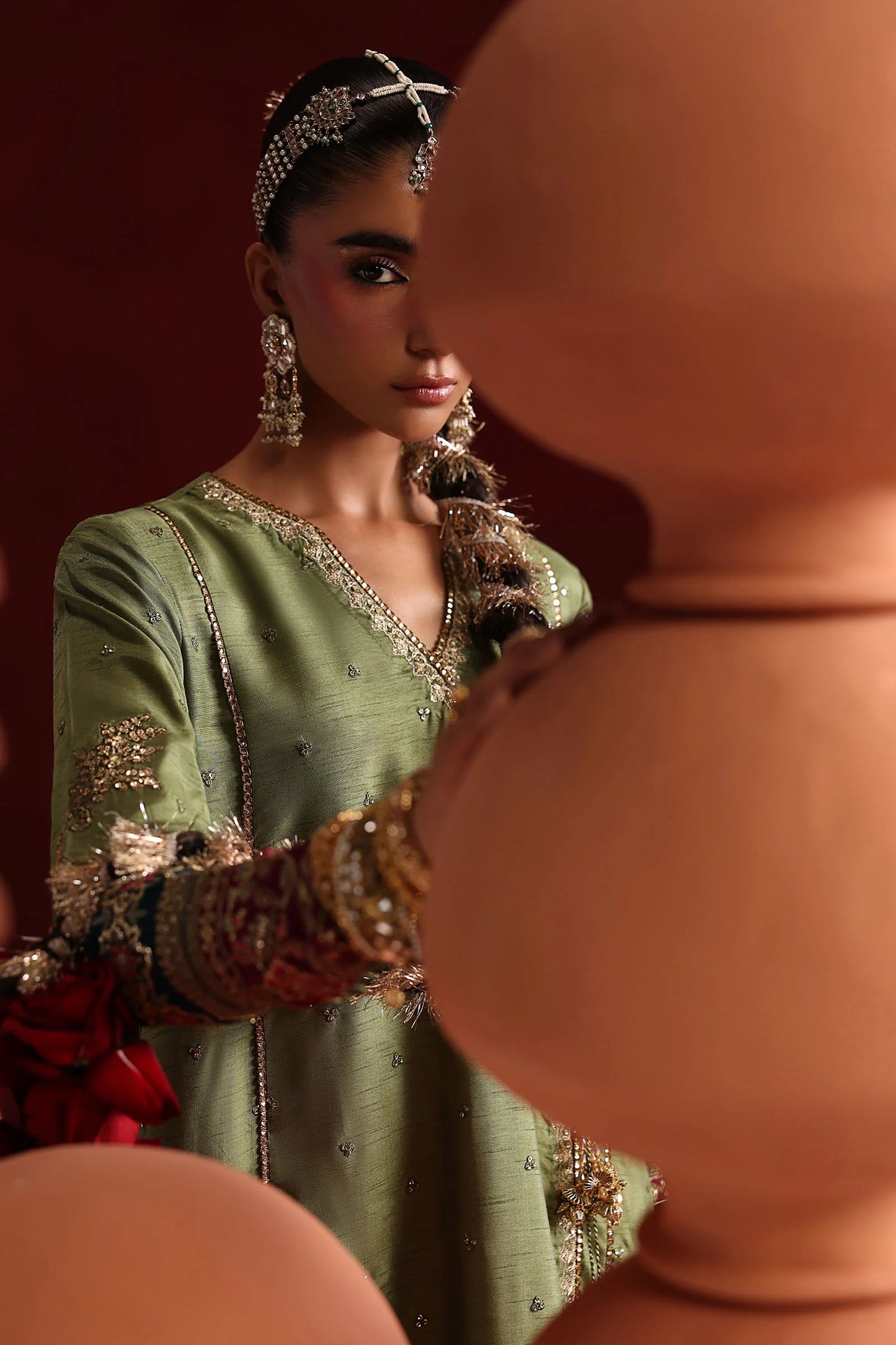 SF-PF26-03 | 3 Piece Embroidered Tissue Silk Suit | MARIA.B
