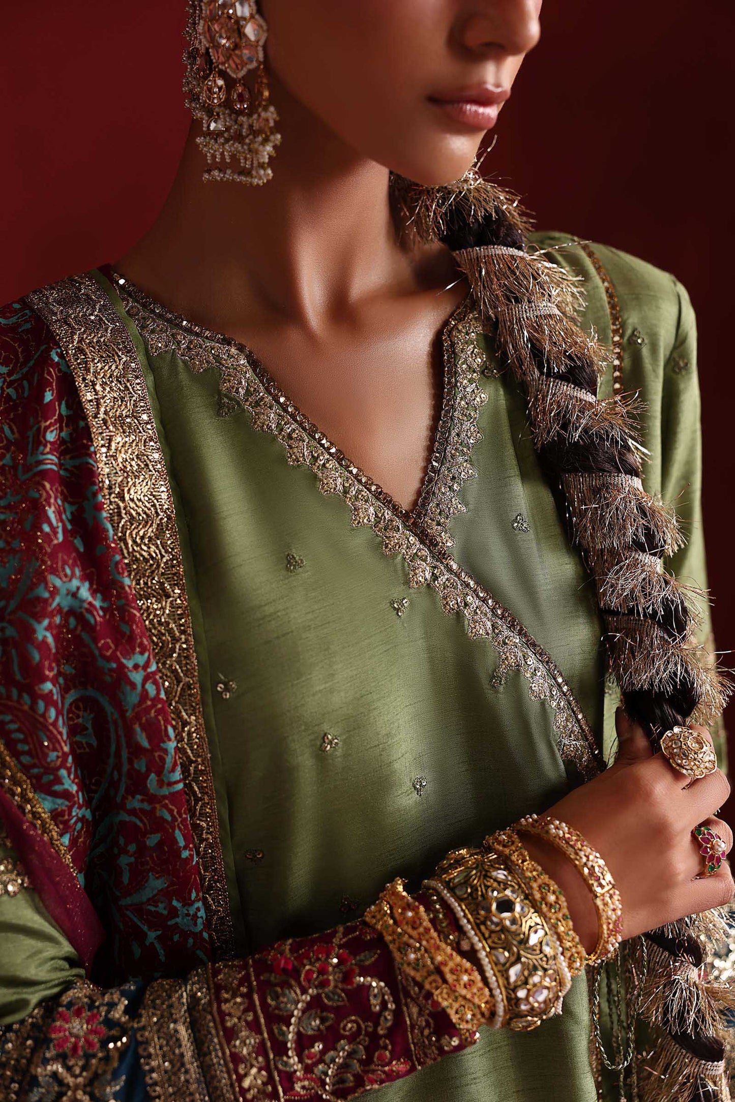 SF-PF26-03 | 3 Piece Embroidered Tissue Silk Suit | MARIA.B