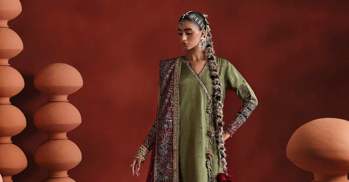 SF-PF26-03 | 3 Piece Embroidered Tissue Silk Suit | MARIA.B