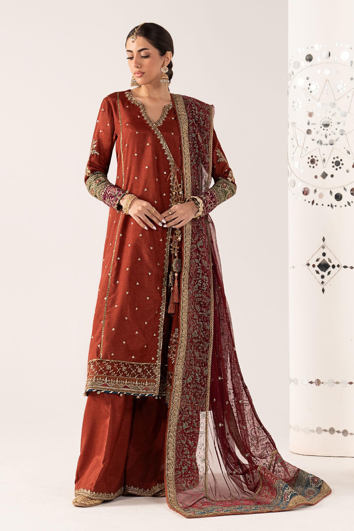 SF-PF26-03 | 3 Piece Embroidered Raw Silk Suit | MARIA.B