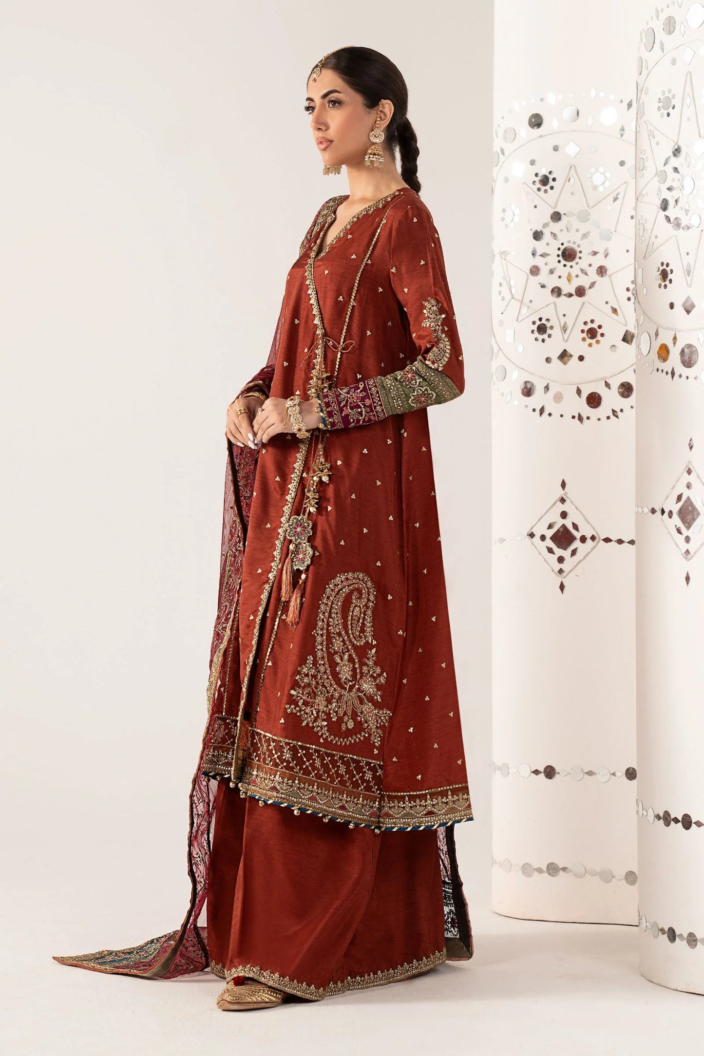 SF-PF26-03 | 3 Piece Embroidered Raw Silk Suit | MARIA.B