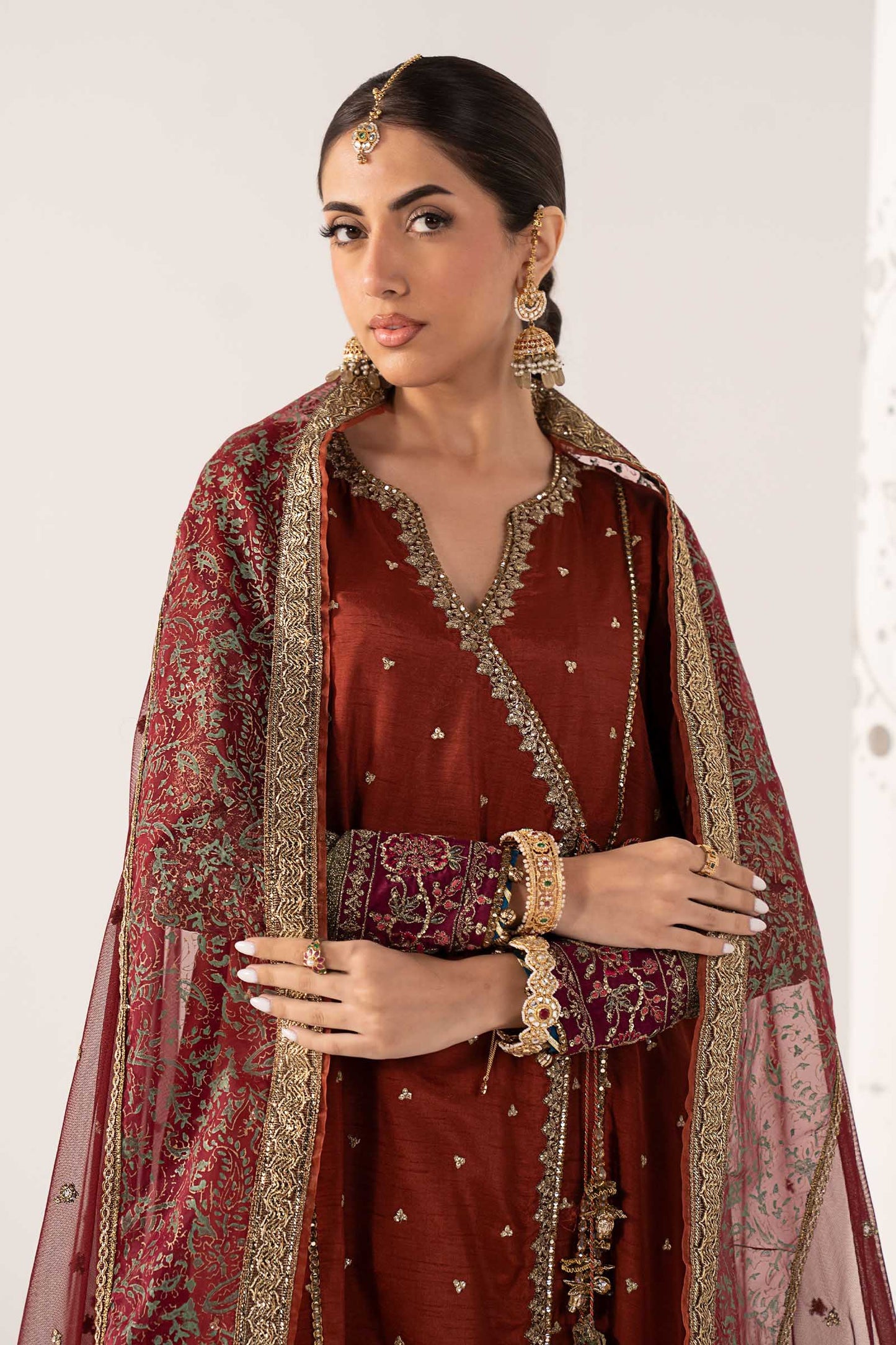 SF-PF26-03 | 3 Piece Embroidered Raw Silk Suit | MARIA.B