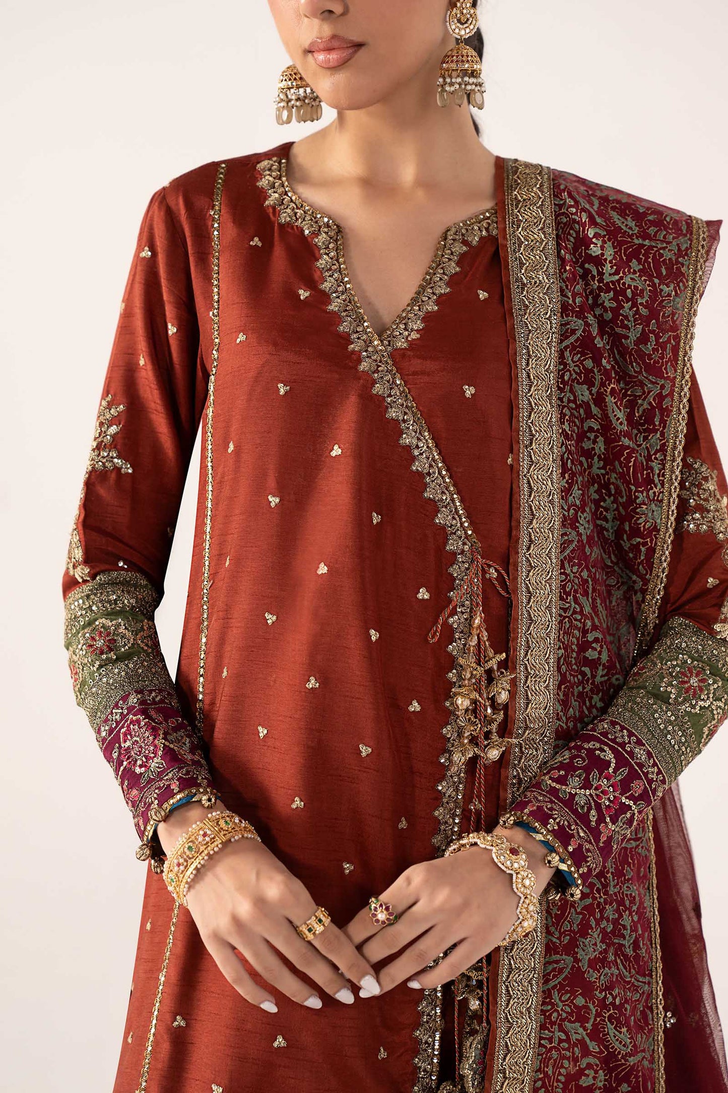 SF-PF26-03 | 3 Piece Embroidered Raw Silk Suit | MARIA.B
