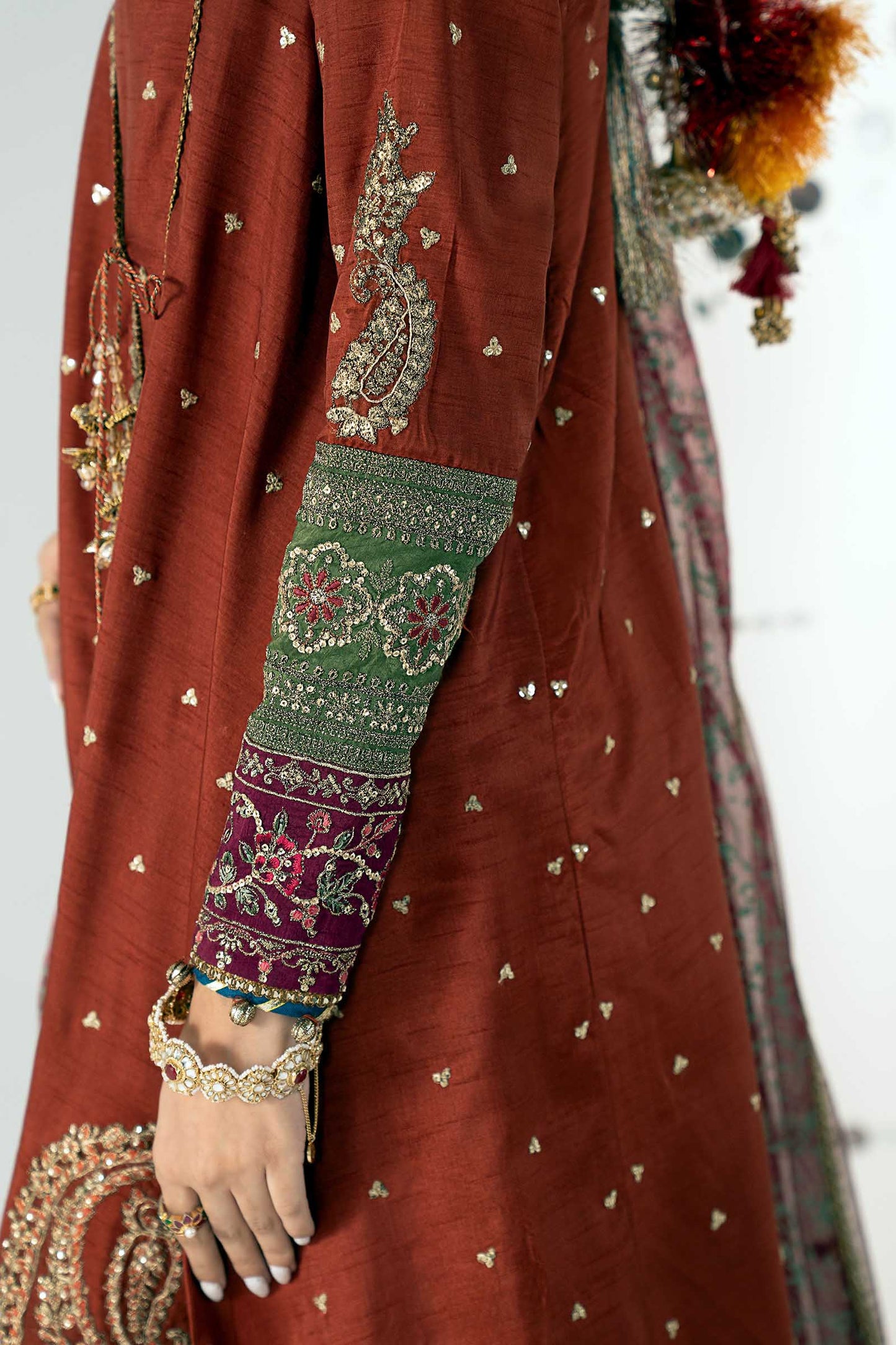 SF-PF26-03 | 3 Piece Embroidered Raw Silk Suit | MARIA.B