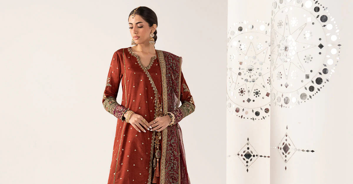 SF-PF26-03 | 3 Piece Embroidered Raw Silk Suit | MARIA.B