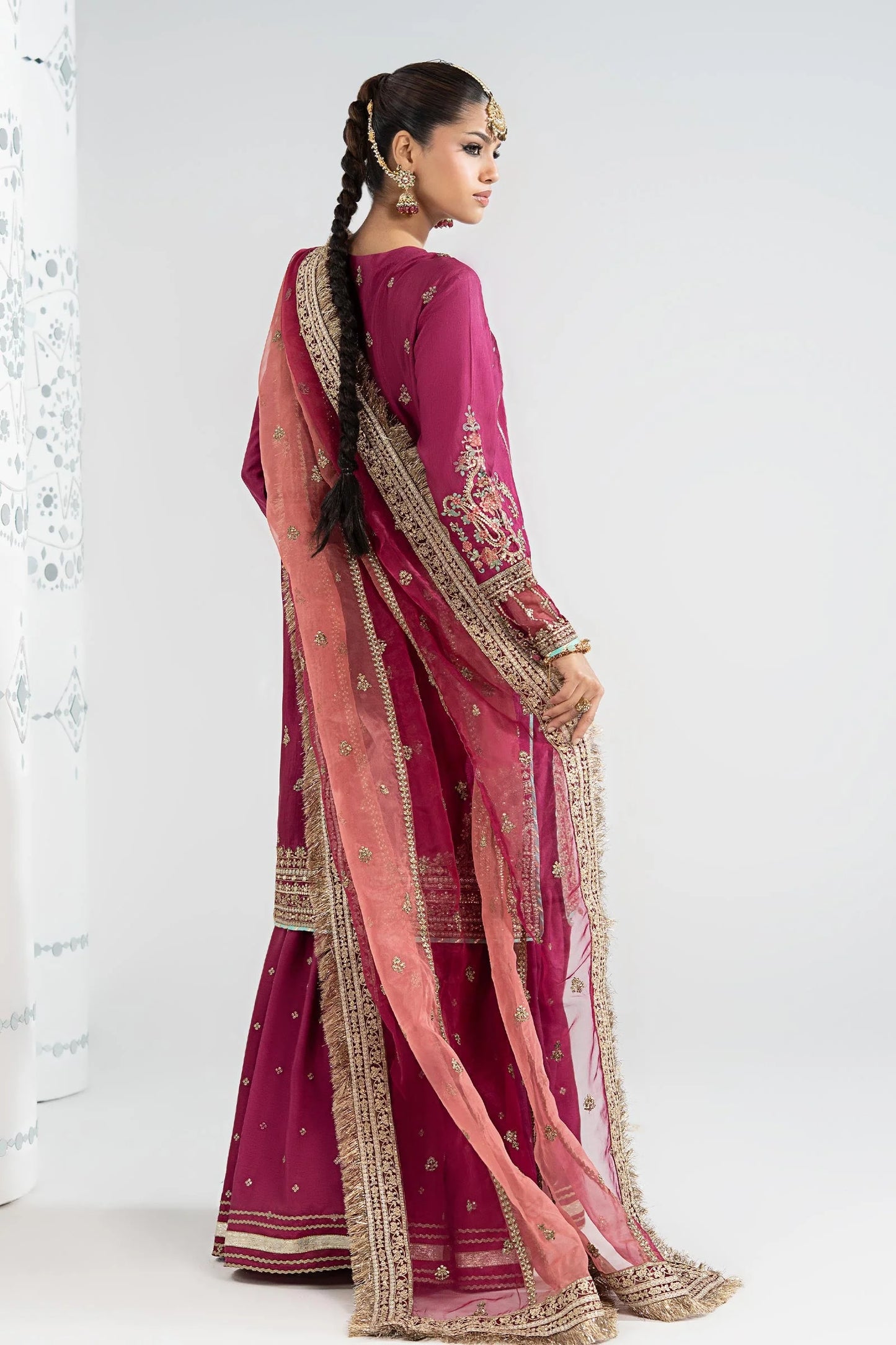 SF-EA25-02R1 | 3 Piece Embroidered Raw Silk Suit | MARIA.B