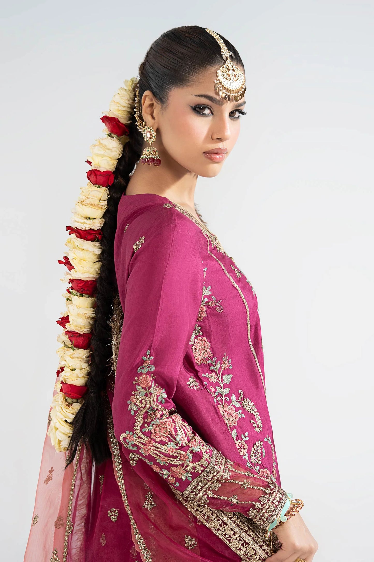 SF-EA25-02R1 | 3 Piece Embroidered Raw Silk Suit | MARIA.B