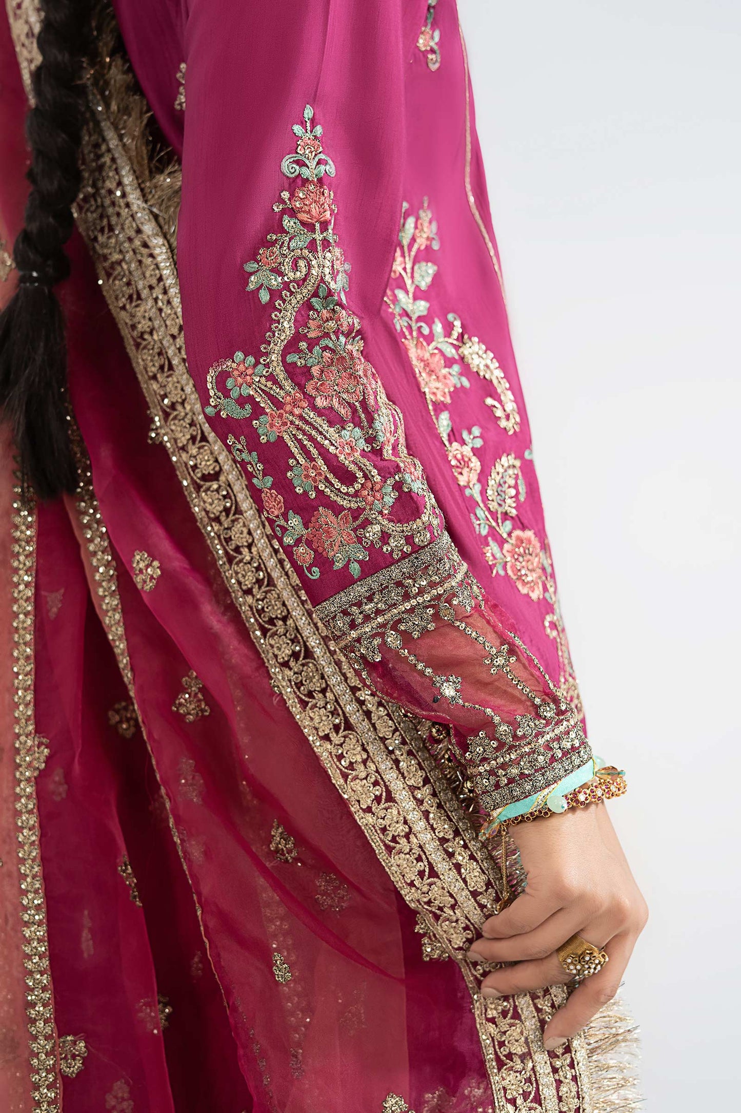 SF-EA25-02R1 | 3 Piece Embroidered Raw Silk Suit | MARIA.B