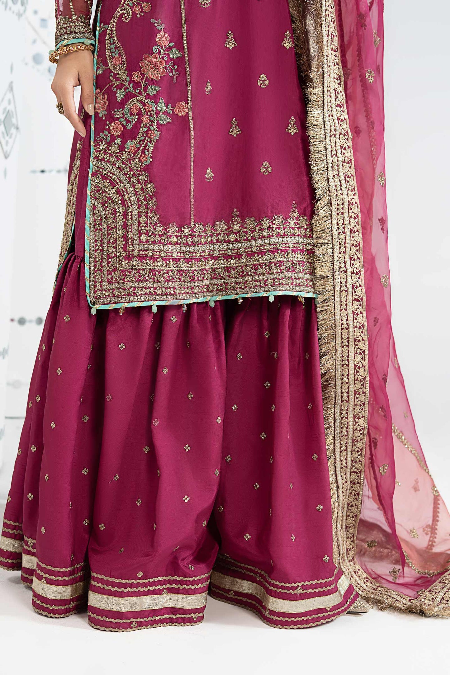 SF-EA25-02R1 | 3 Piece Embroidered Raw Silk Suit | MARIA.B