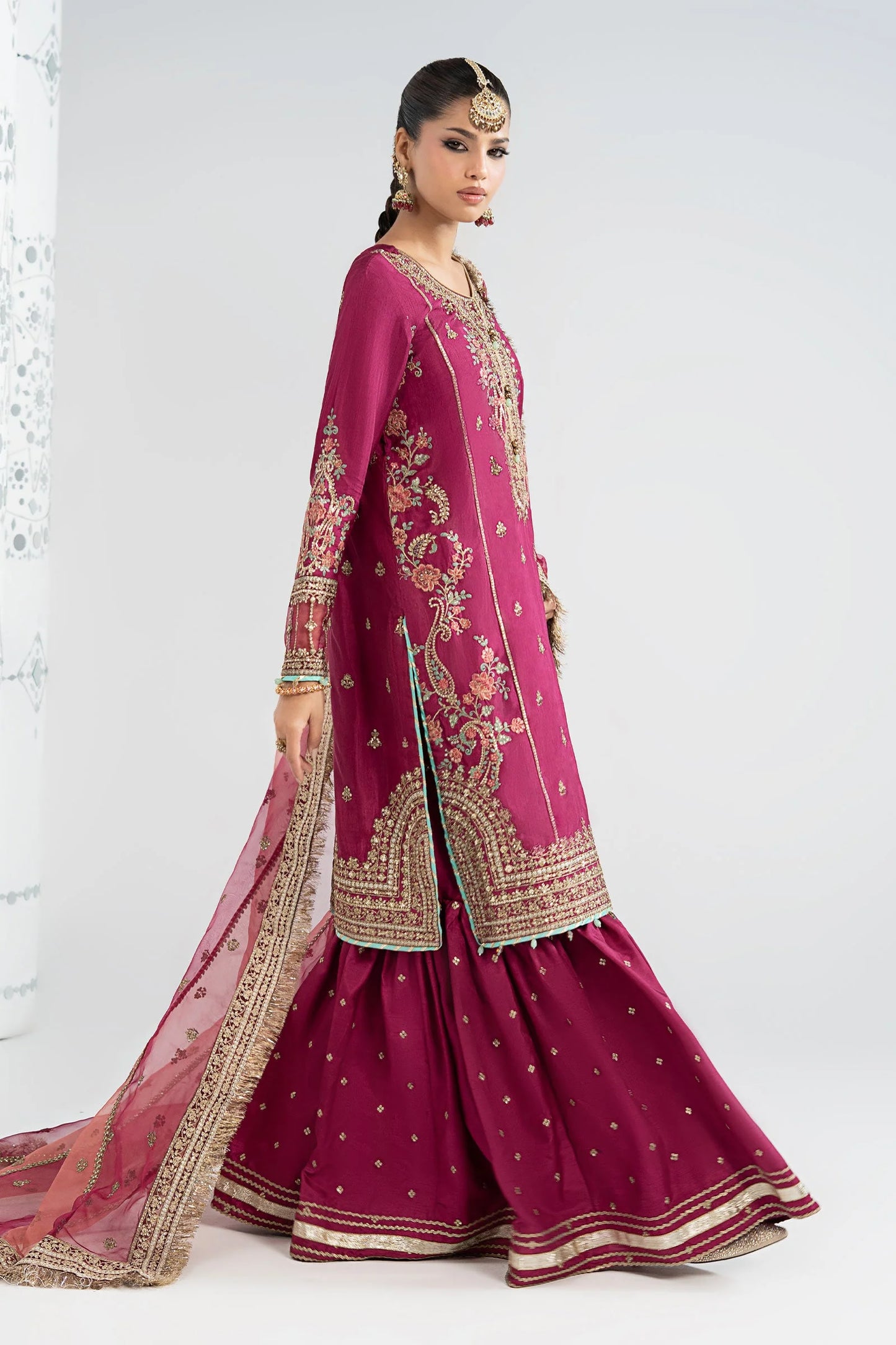 SF-EA25-02R1 | 3 Piece Embroidered Raw Silk Suit | MARIA.B