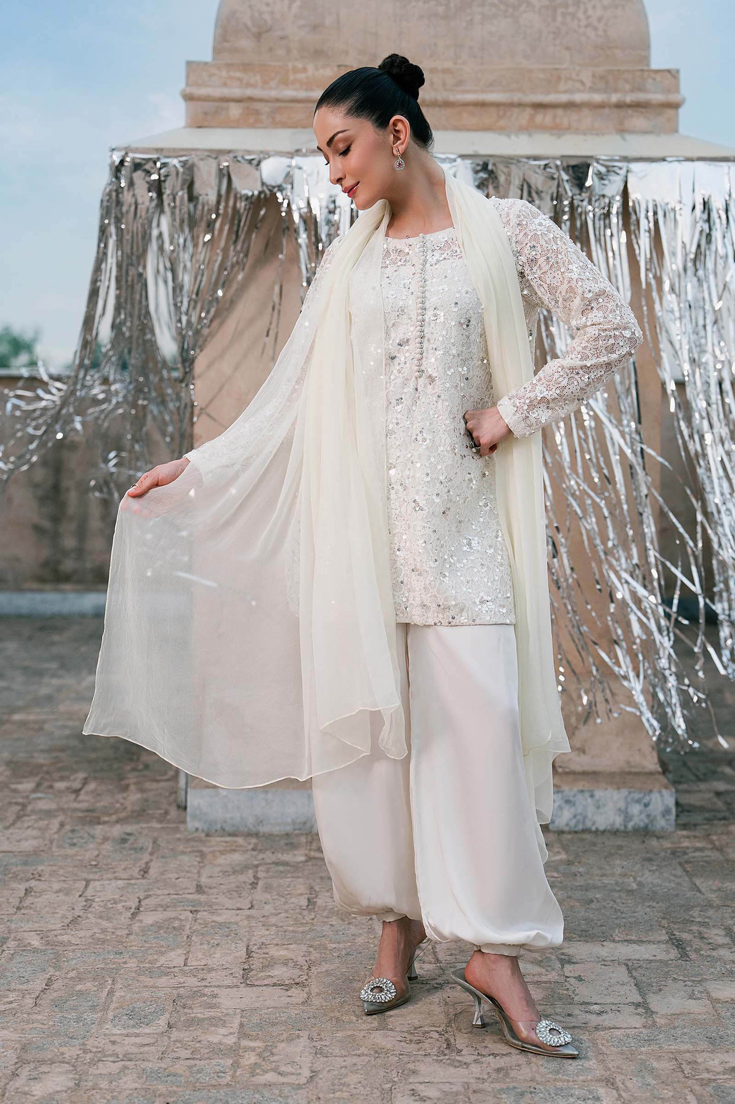 SF-EA26-01-Off White | 3 Piece Embroidered Net Suit | MARIA.B