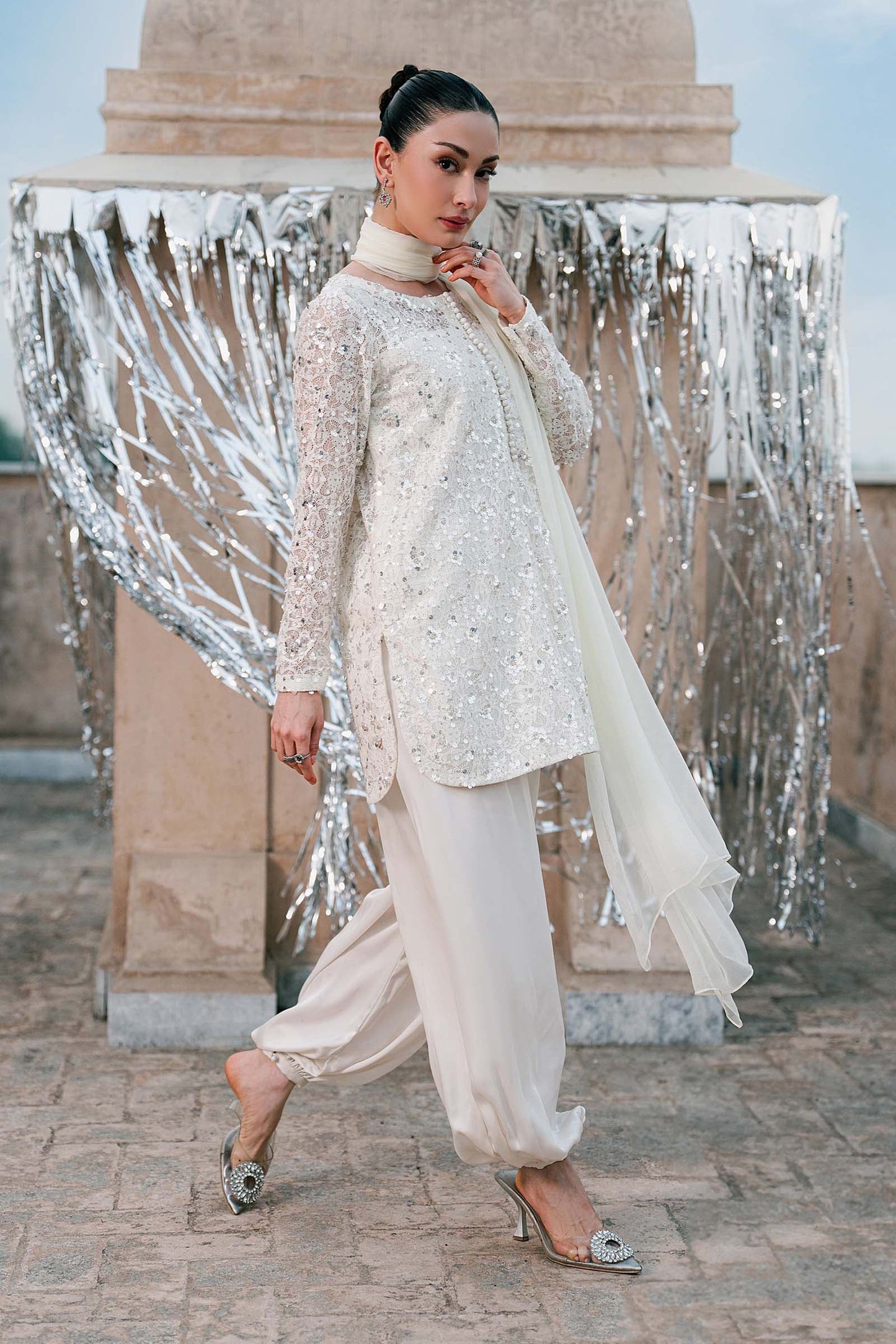 SF-EA26-01-Off White | 3 Piece Embroidered Net Suit | MARIA.B
