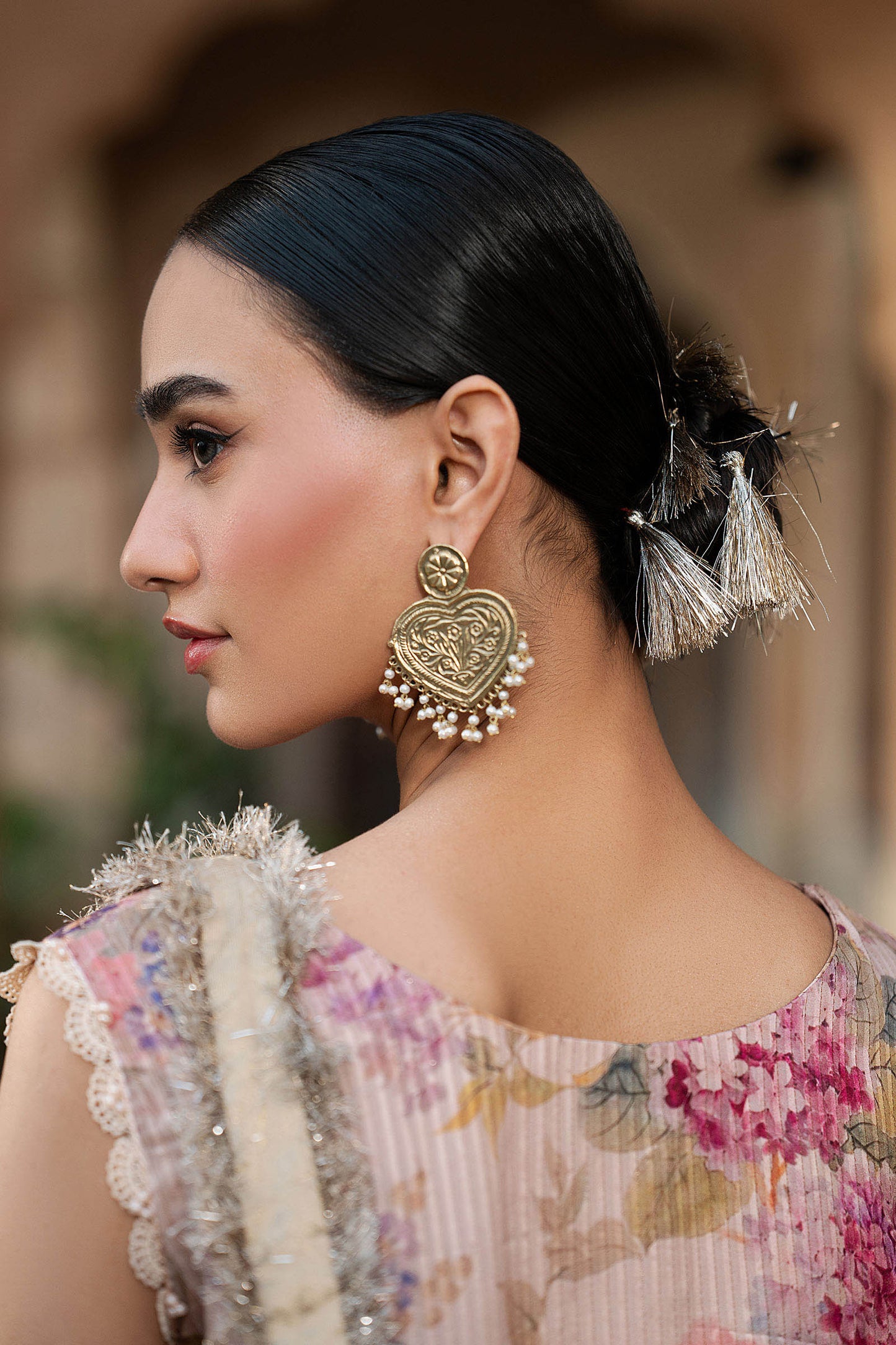 SF-EA26-03-Peach | 2 Piece Embroidered Textured Silk Suit | MARIA.B