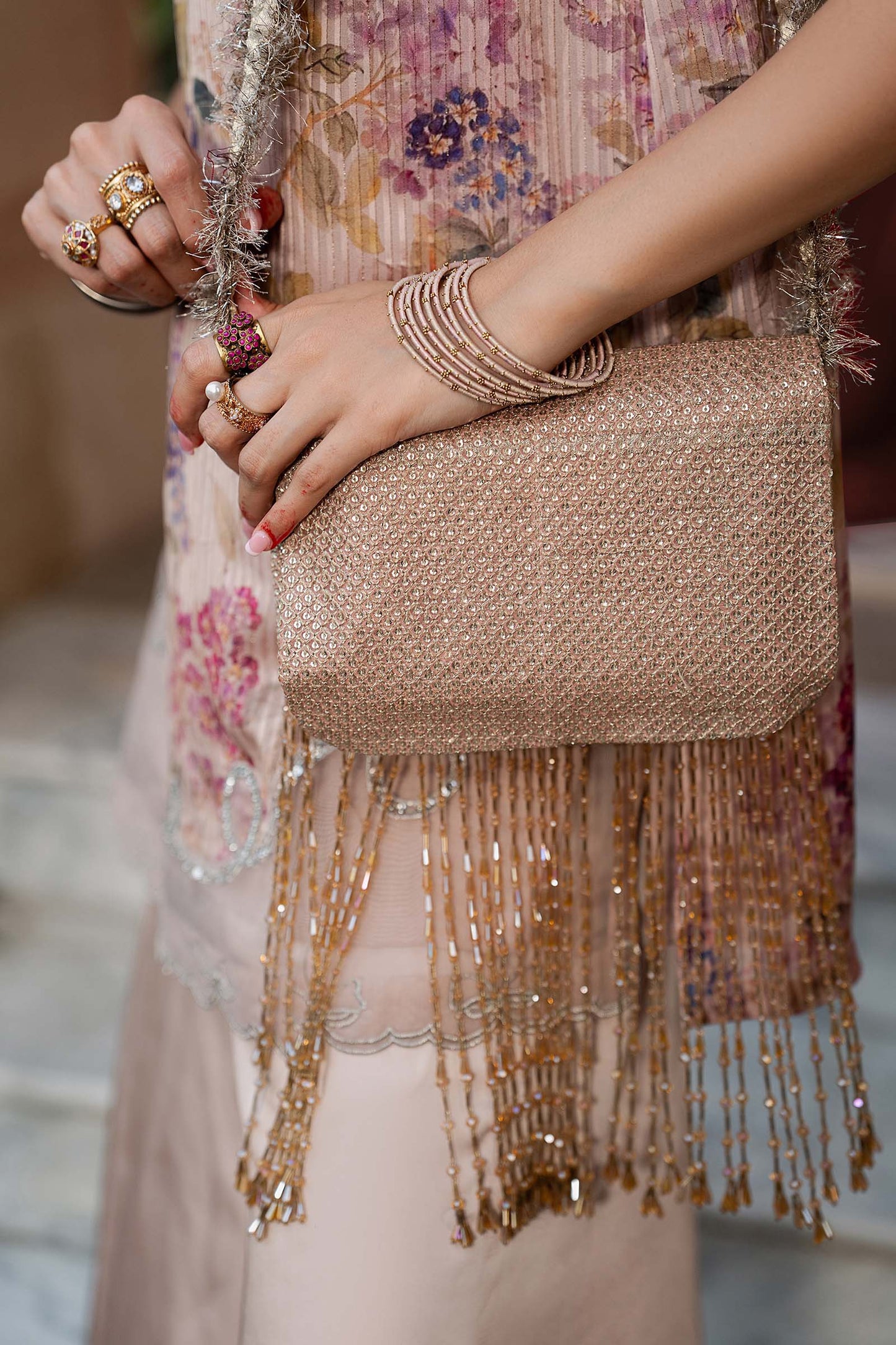 SF-EA26-03-Peach | 2 Piece Embroidered Textured Silk Suit | MARIA.B