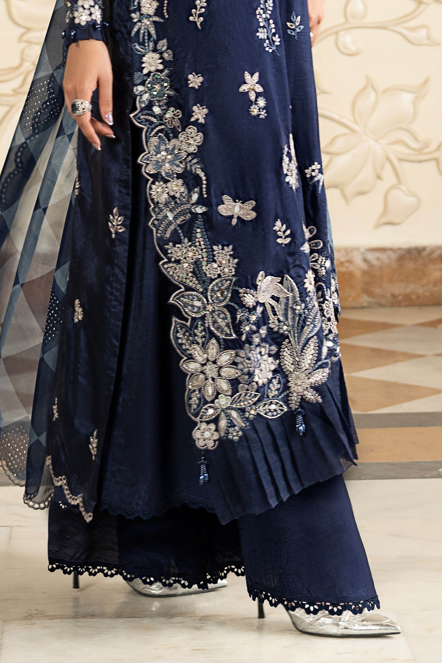 SF-EA26-12 | 3 Piece Embroidered Tissue Silk Suit | MARIA.B