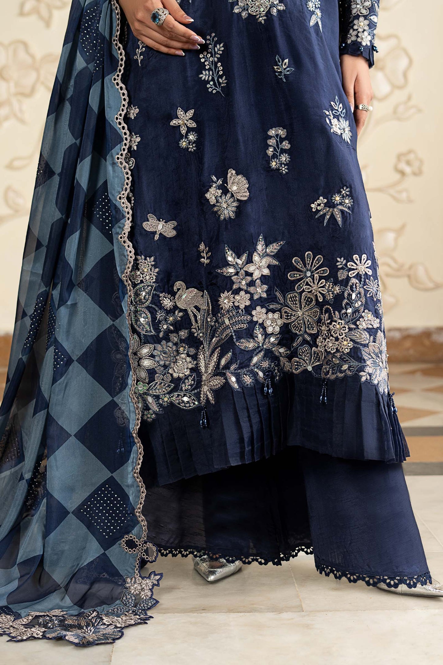 SF-EA26-12 | 3 Piece Embroidered Tissue Silk Suit | MARIA.B