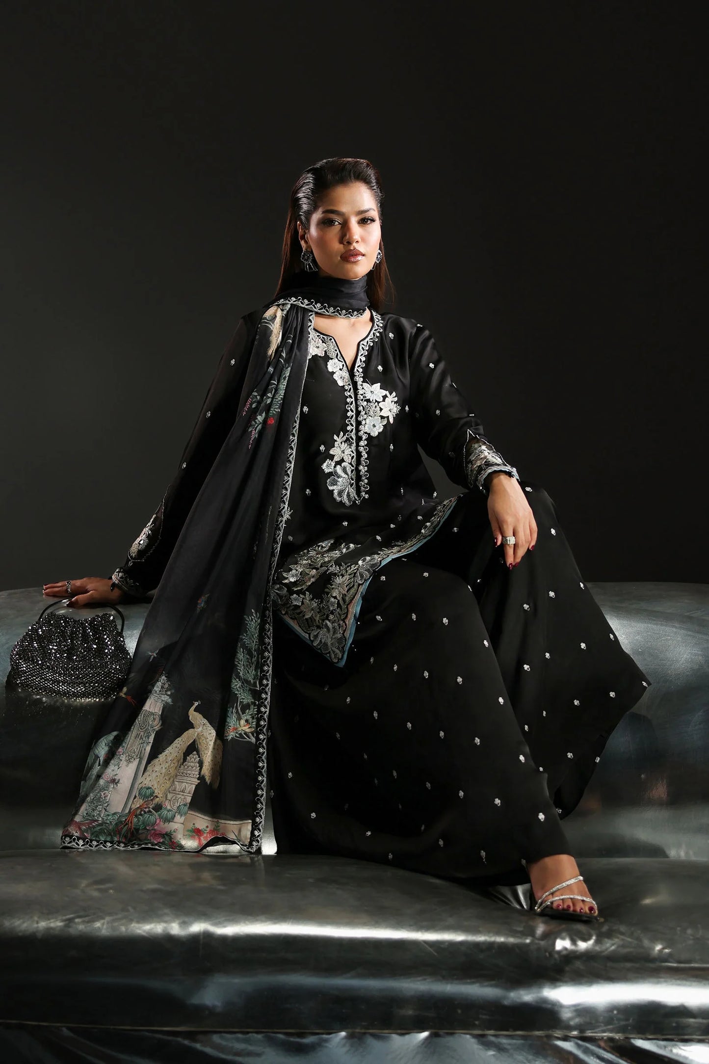 SF-EA26-16 | 3 Piece Embroidered Charmeuse Suit | MARIA.B