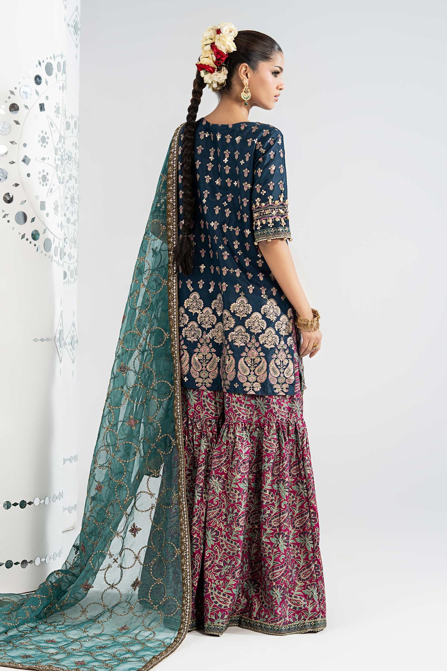 SF-EA26-21 | 3 Piece Embroidered Raw Silk Suit | MARIA.B
