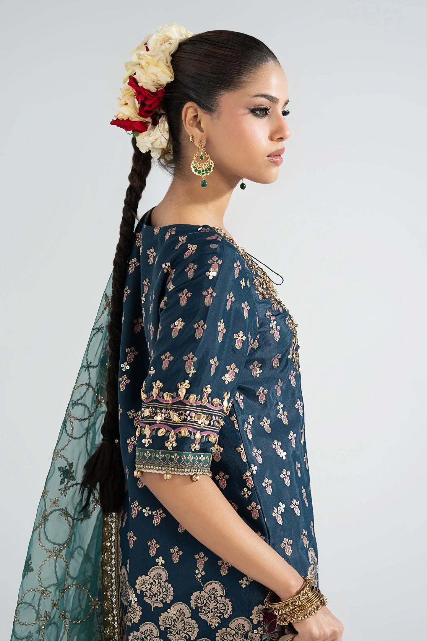 SF-EA26-21 | 3 Piece Embroidered Raw Silk Suit | MARIA.B