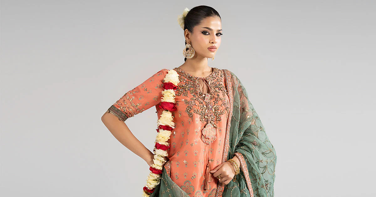 SF-EA26-21 | 3 Piece Embroidered Raw Silk Suit | MARIA.B