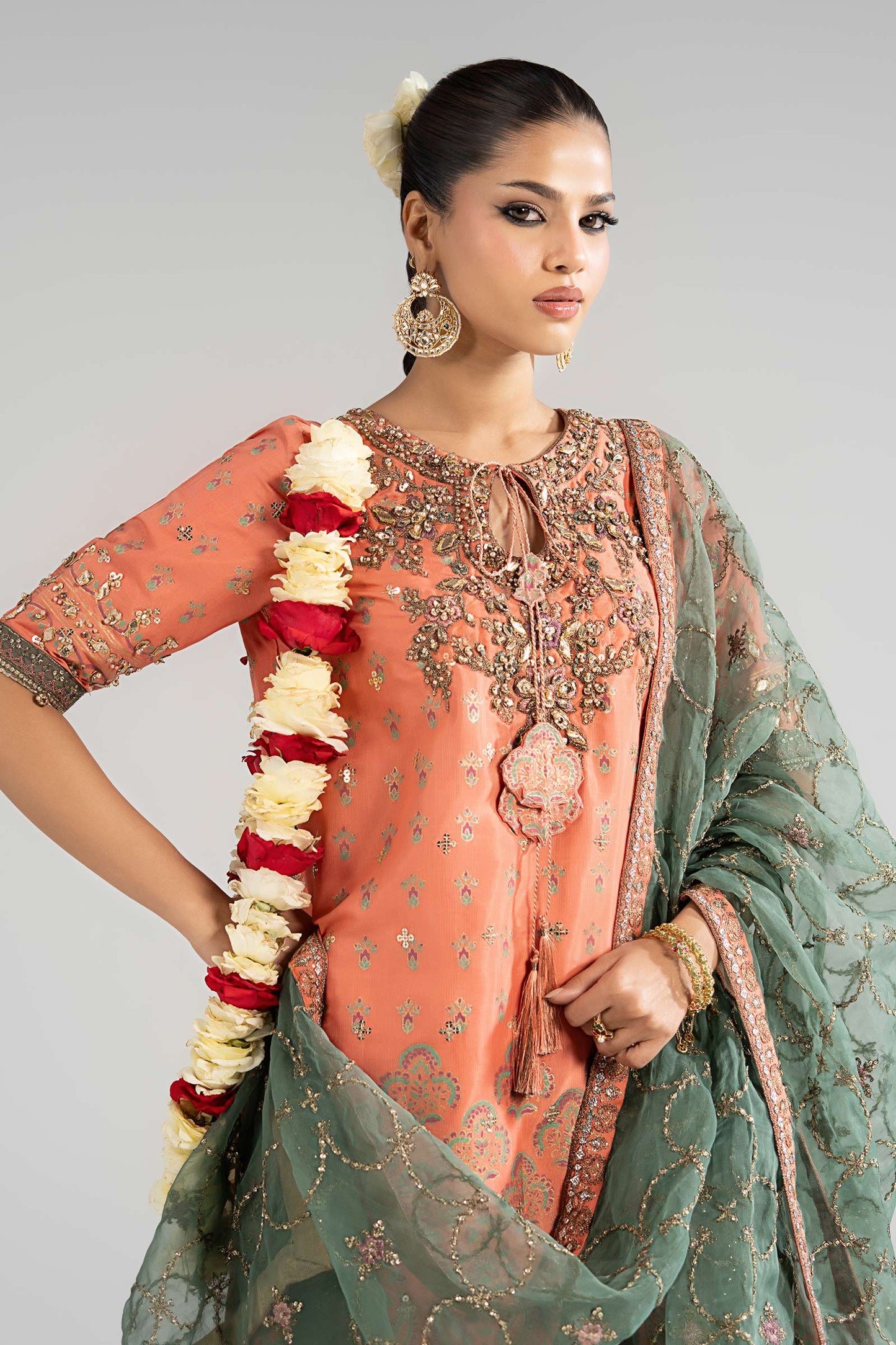 SF-EA26-21 | 3 Piece Embroidered Raw Silk Suit | MARIA.B
