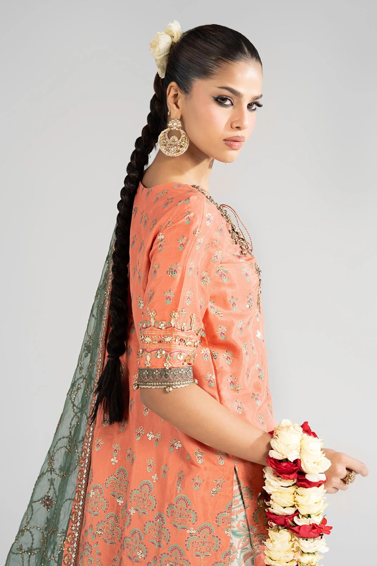 SF-EA26-21 | 3 Piece Embroidered Raw Silk Suit | MARIA.B