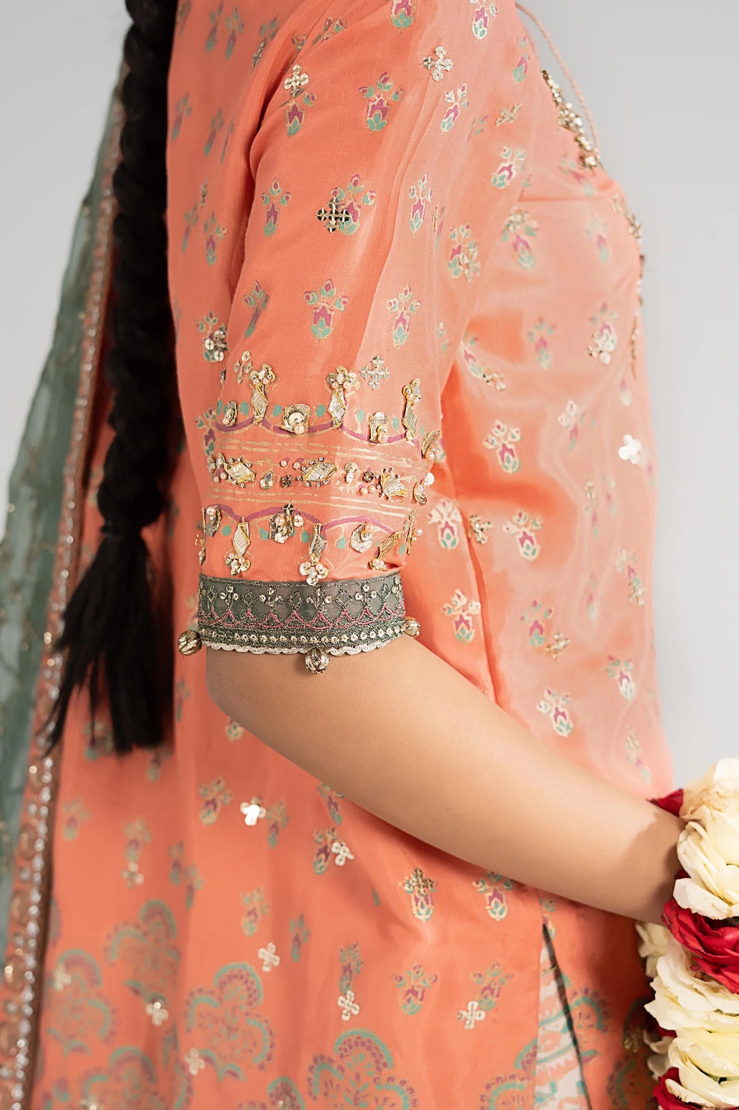 SF-EA26-21 | 3 Piece Embroidered Raw Silk Suit | MARIA.B