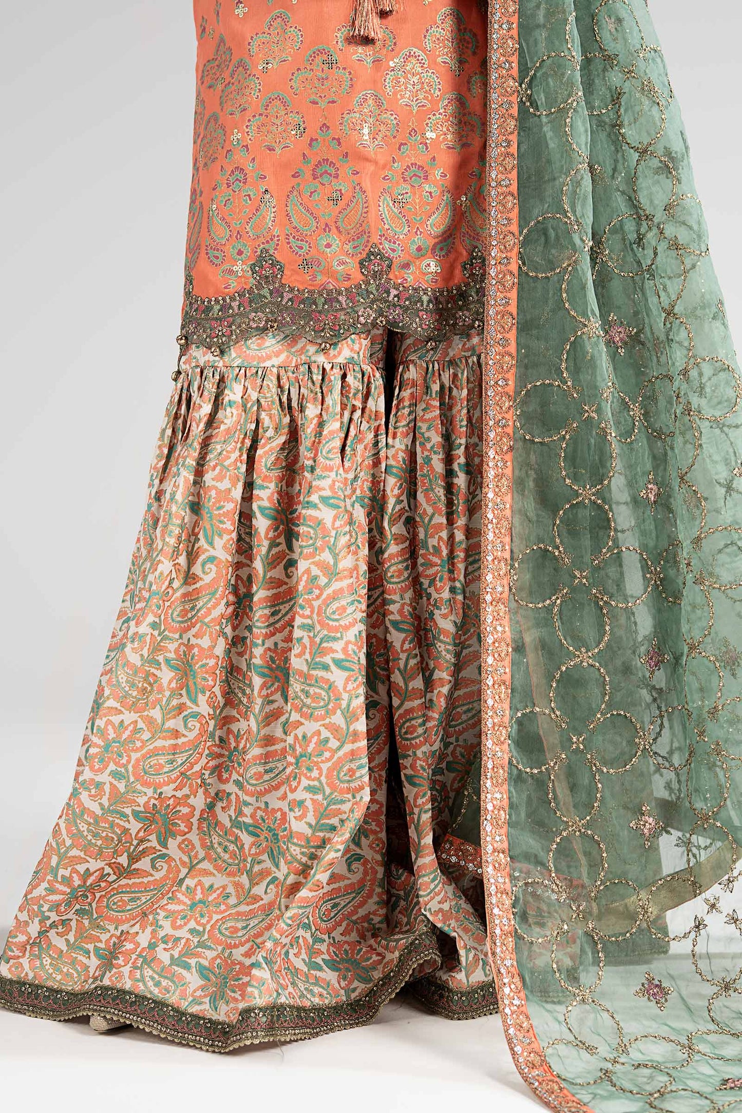 SF-EA26-21 | 3 Piece Embroidered Raw Silk Suit | MARIA.B