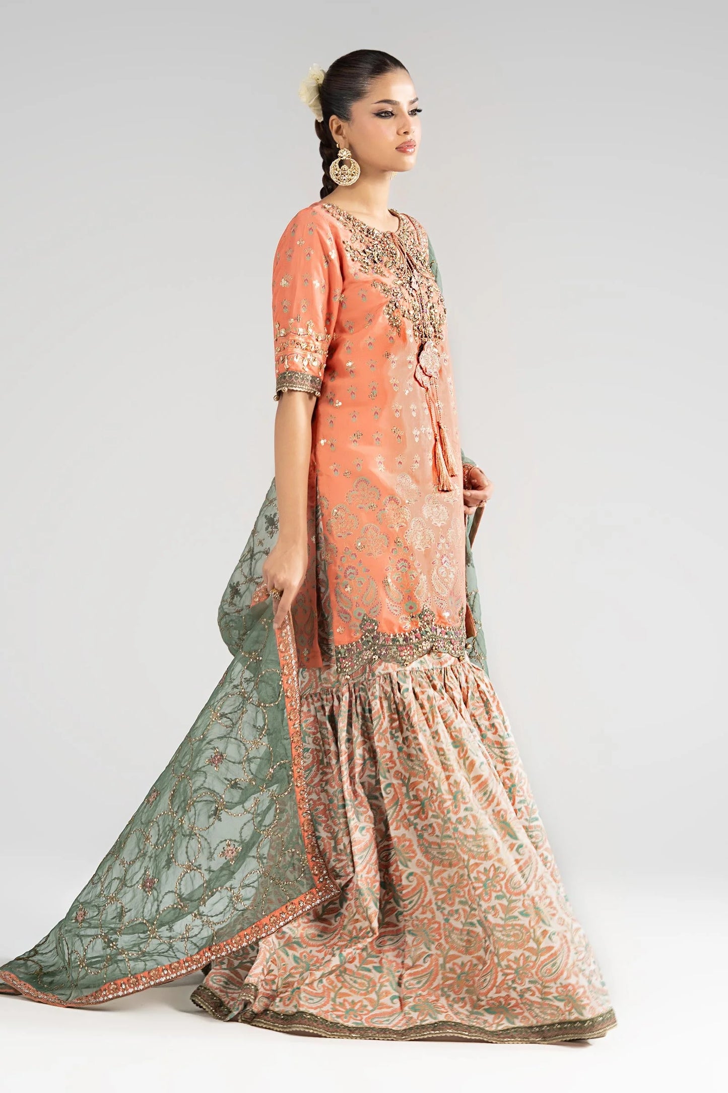 SF-EA26-21 | 3 Piece Embroidered Raw Silk Suit | MARIA.B
