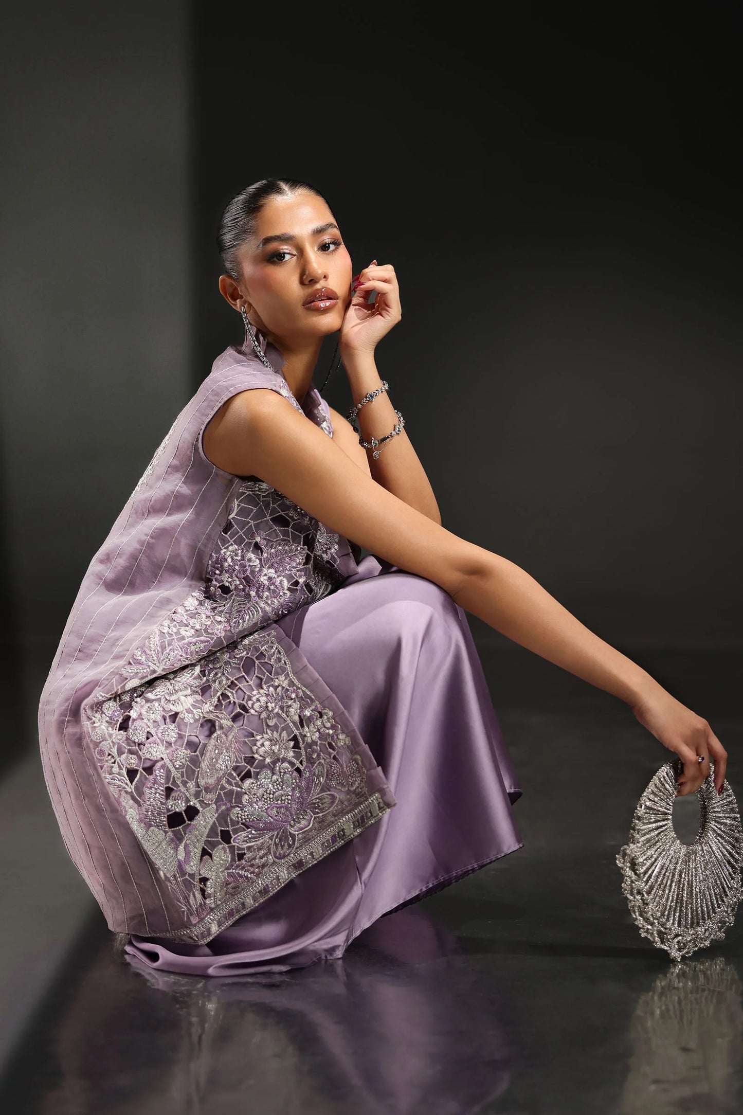 SF-EA26-22 | 3 Piece Embroidered Organza Suit | MARIA.B