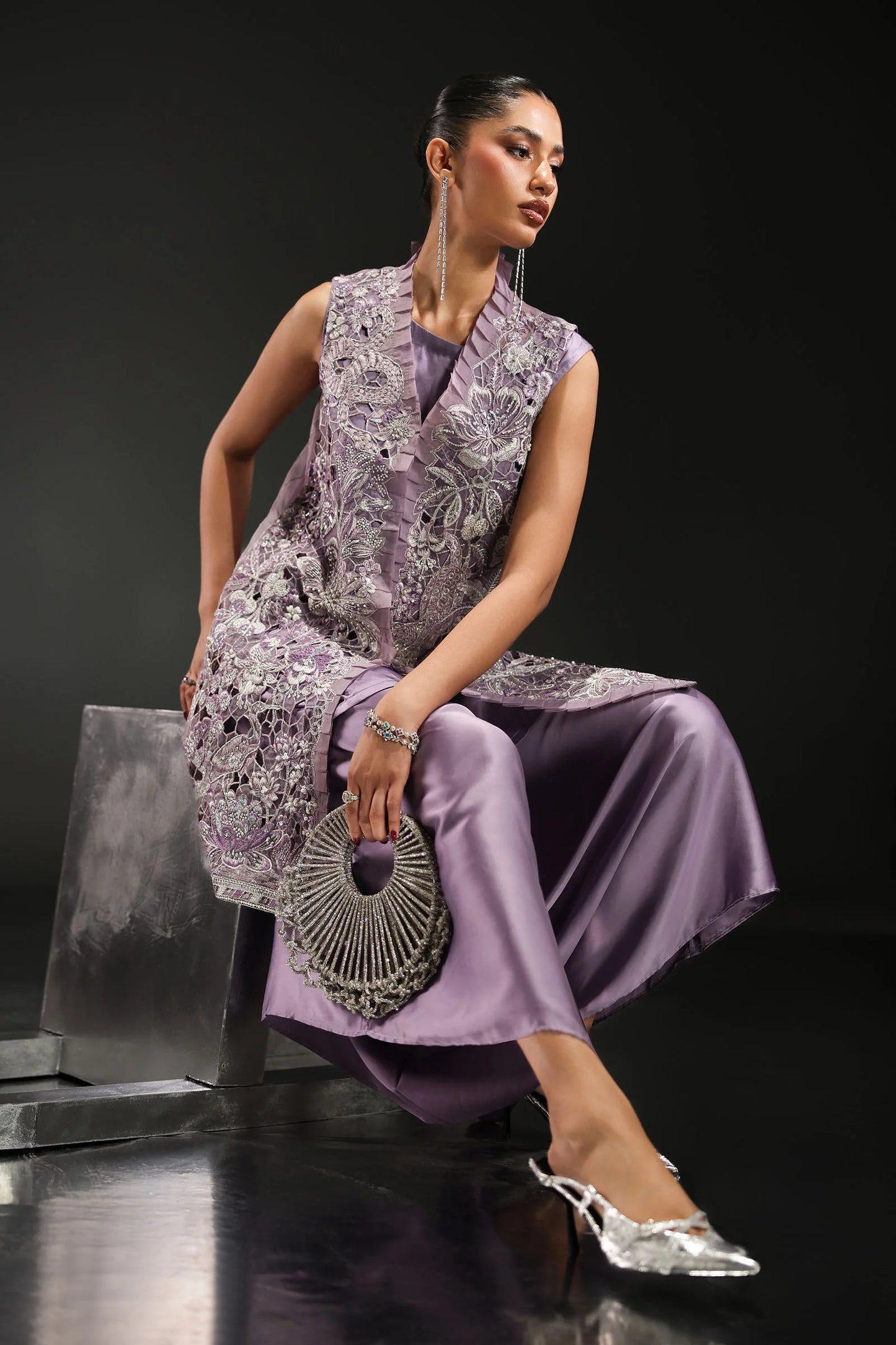 SF-EA26-22 | 3 Piece Embroidered Organza Suit | MARIA.B