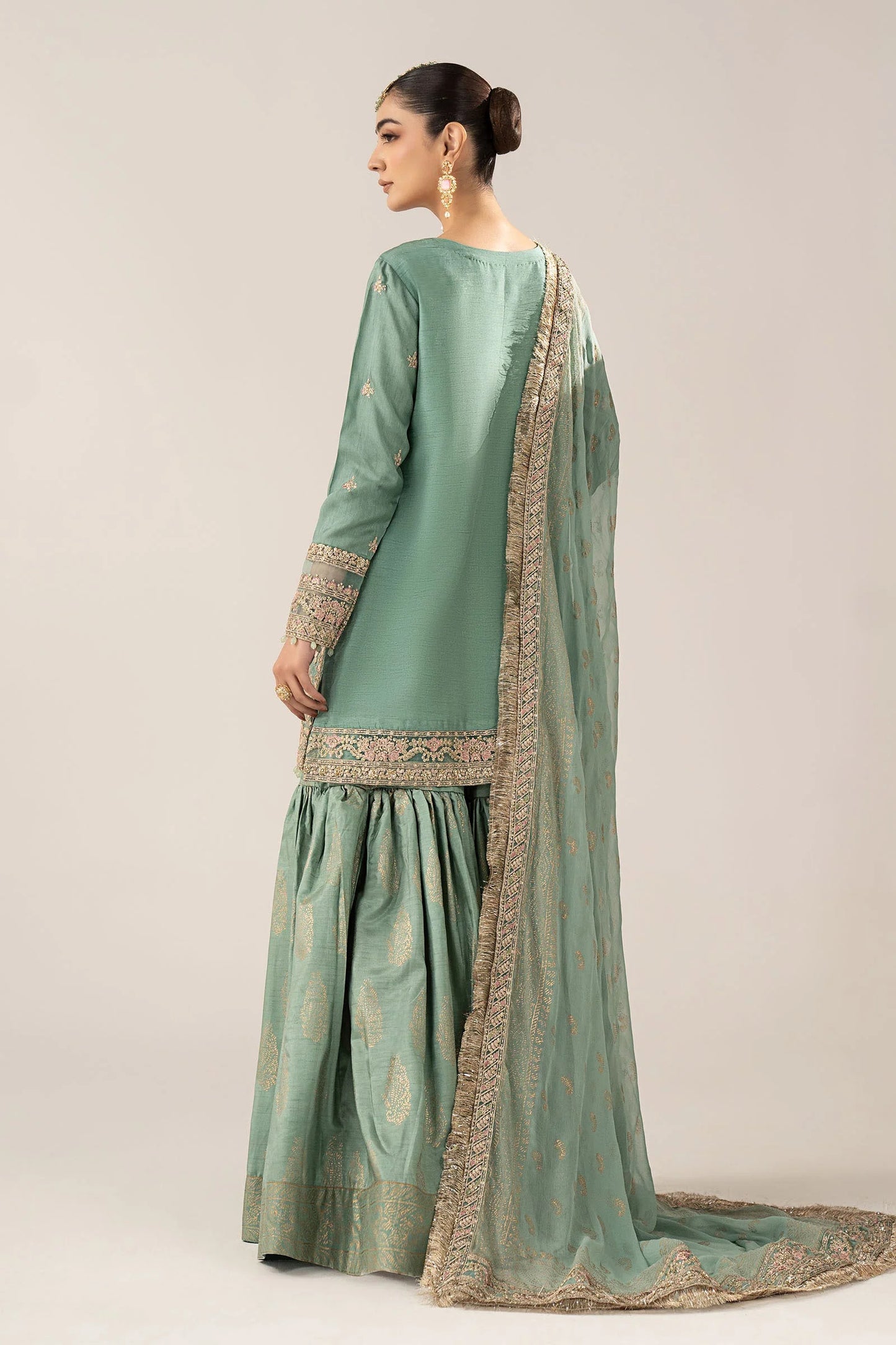 SF-EF26-28 | 3 Piece Embroidered Raw Silk Suit | MARIA.B