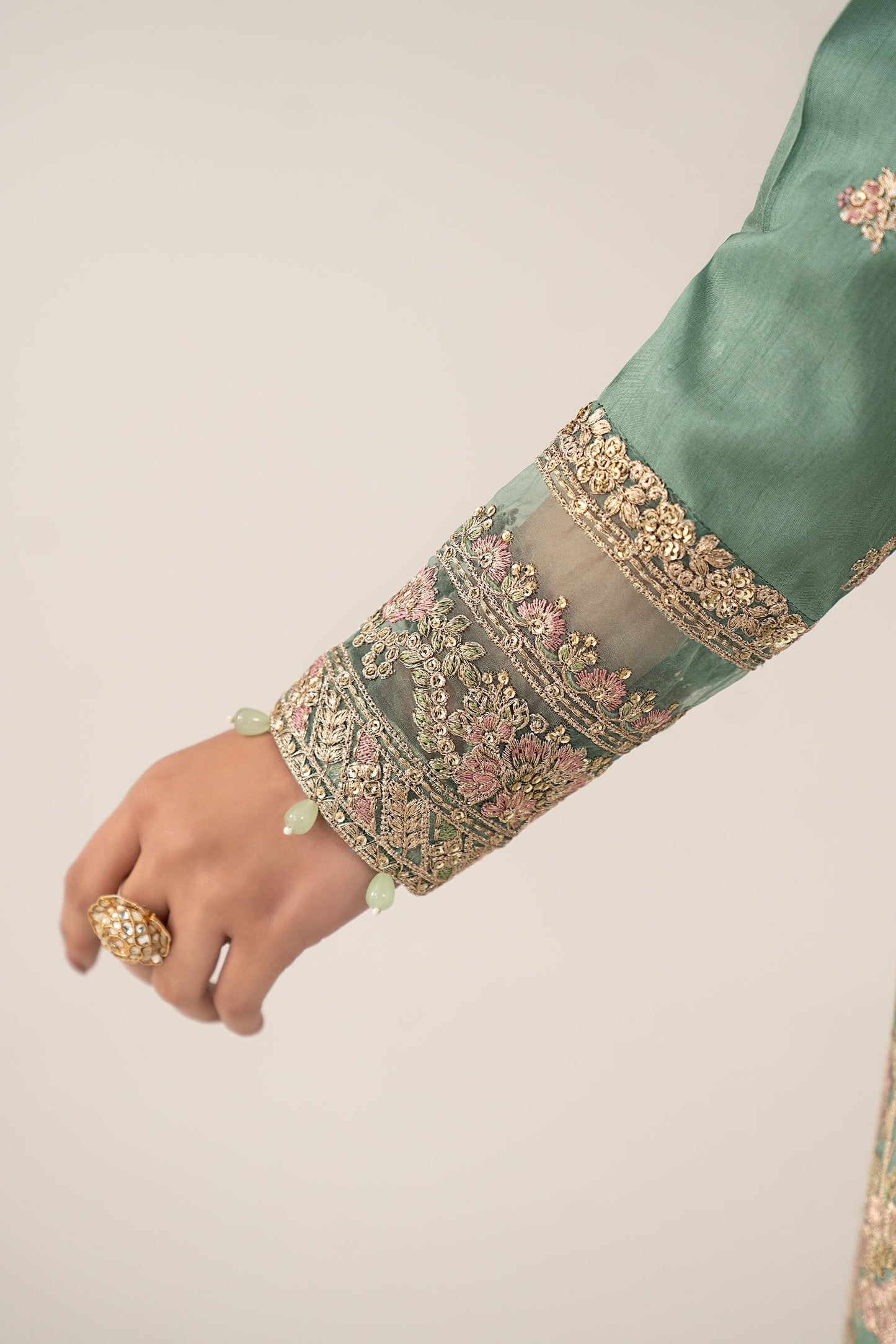SF-EF26-28 | 3 Piece Embroidered Raw Silk Suit | MARIA.B