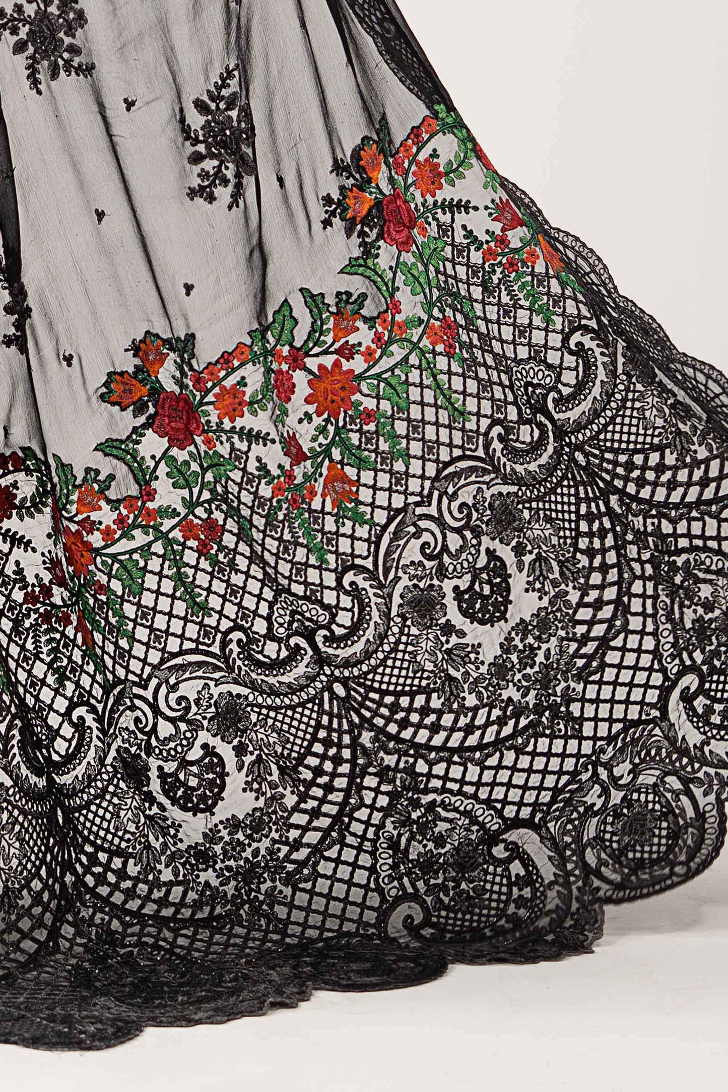 SF-EF26-40-Black | Embroidered Chiffon Saree | MARIA.B