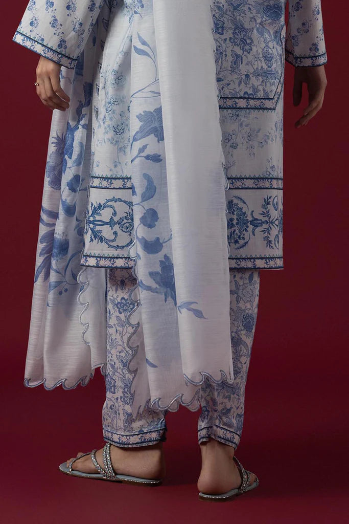 SC26TESE726 | Spring Summer '26 - Stitched Printed Slub Skinny Shalwar | SANA SAFINAZ