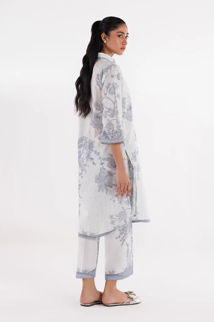 SS26BSP021P2T | Spring Summer '26 - Stitched Printed Slub Shirt + Culotte | SANA SAFINAZ