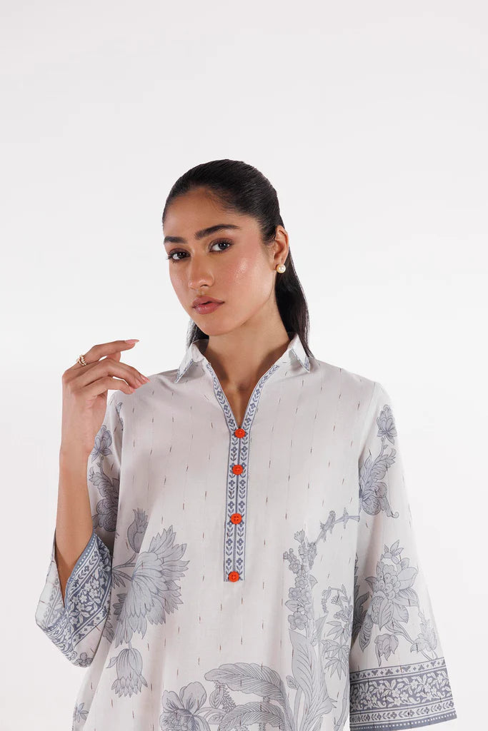 SS26BSP021P2T | Spring Summer '26 - Stitched Printed Slub Shirt + Culotte | SANA SAFINAZ