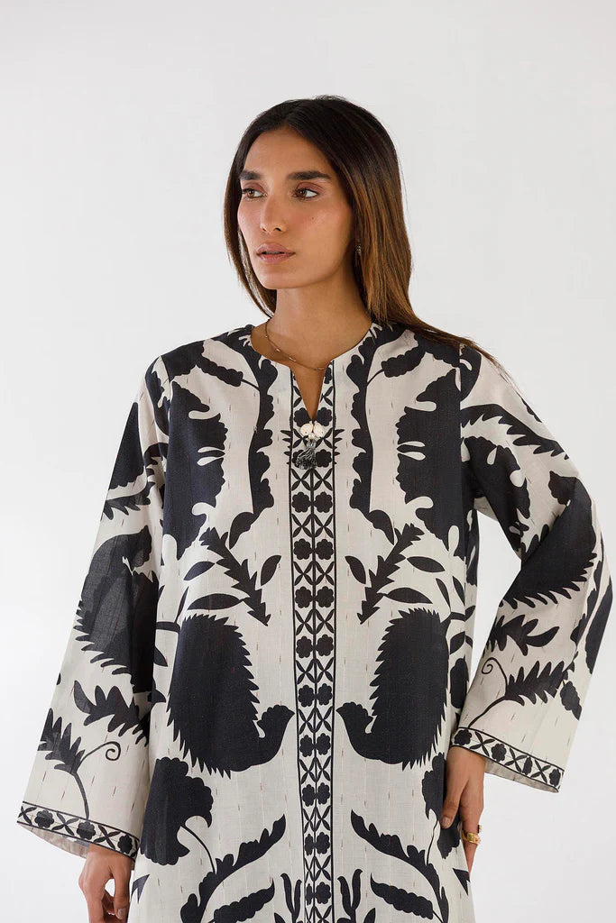 SS26BSP026P2T | Spring Summer '26 - Stitched Printed Shirt + Culotte | SANA SAFINAZ