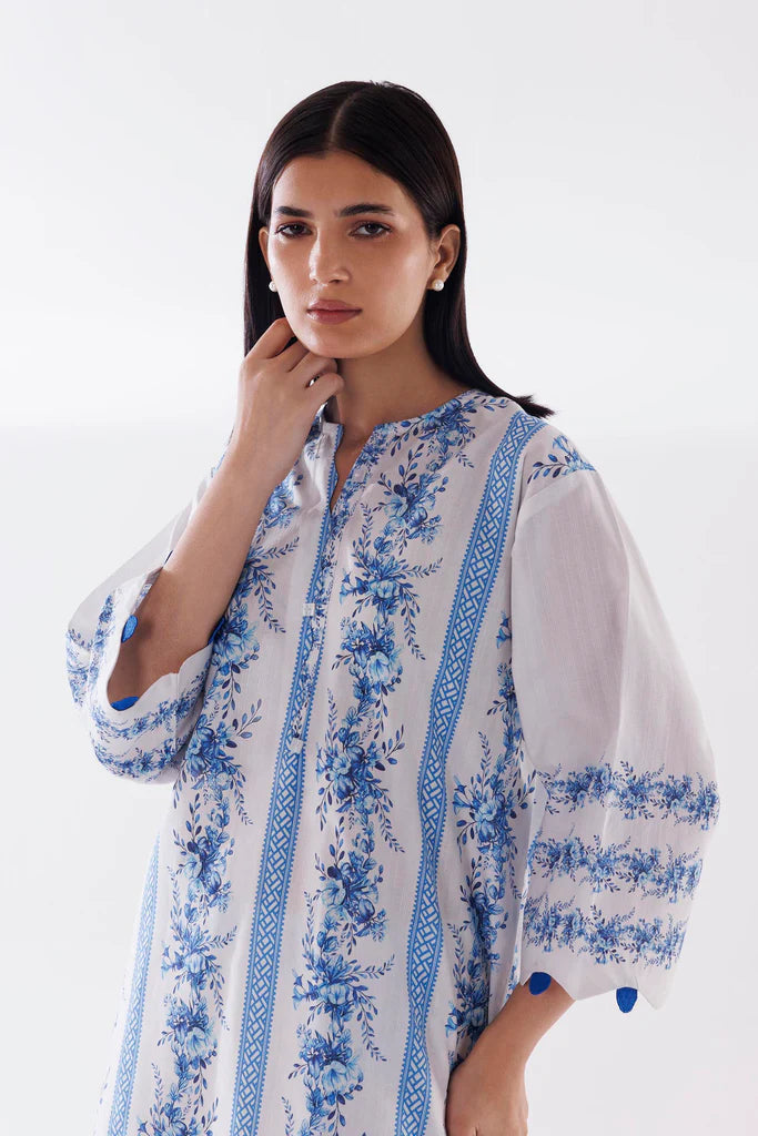 SS26BSP031P2T | Spring Summer '26 - Stitched Printed Slub Shirt + Shalwar | SANA SAFINAZ