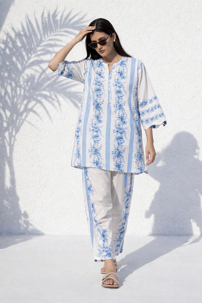 SS26BSP031P2T | Spring Summer '26 - Stitched Printed Slub Shirt + Shalwar | SANA SAFINAZ
